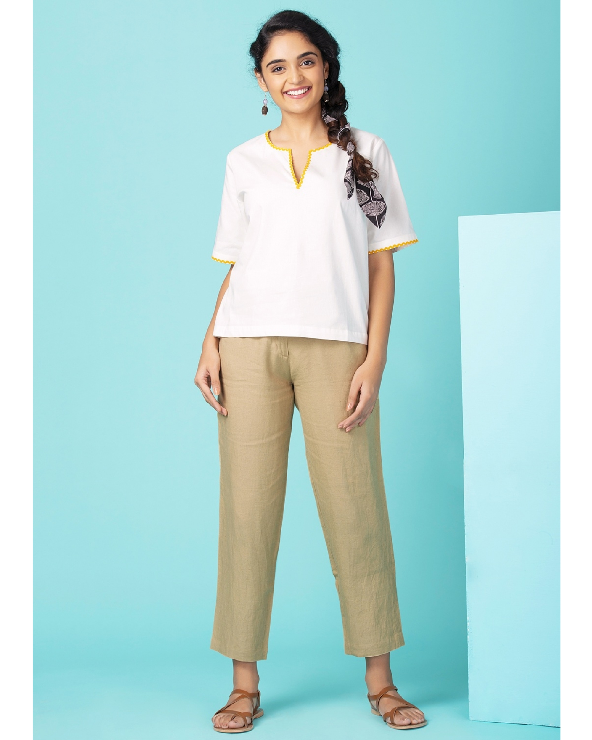 White contrast trim top by Twirl Studio The Secret Label