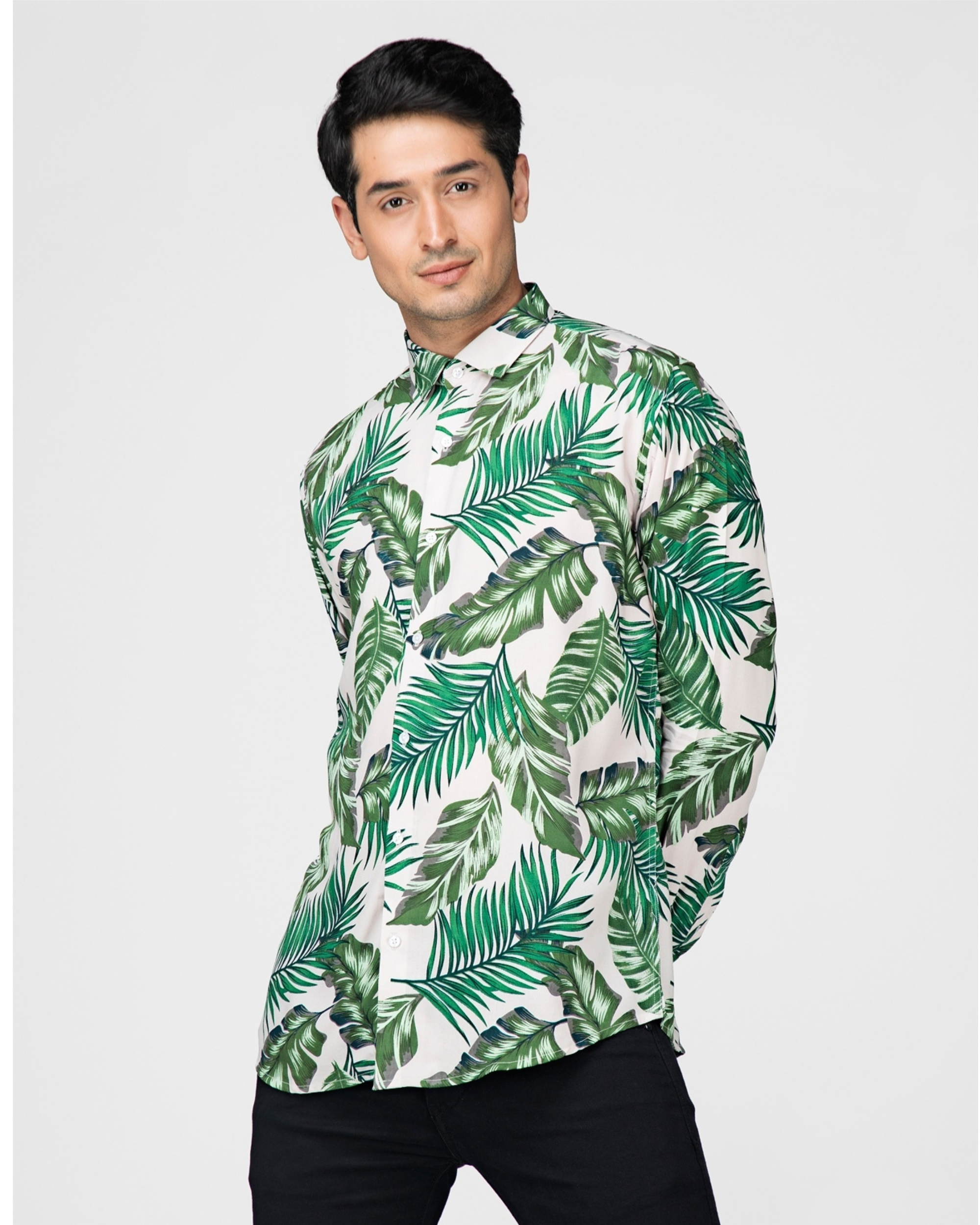 Green tropical printed shirt by Green Hill | The Secret Label