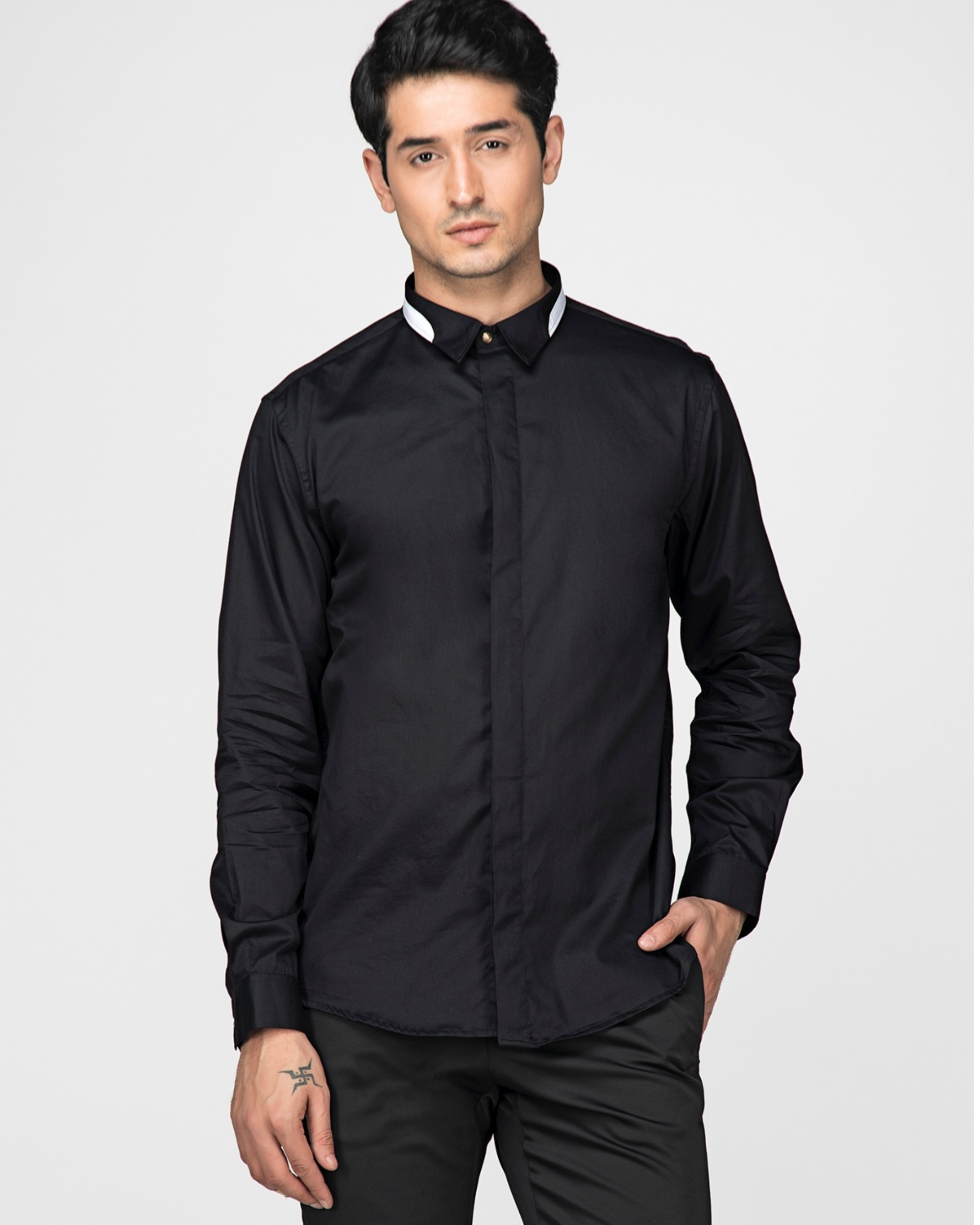 black collar shirt men's