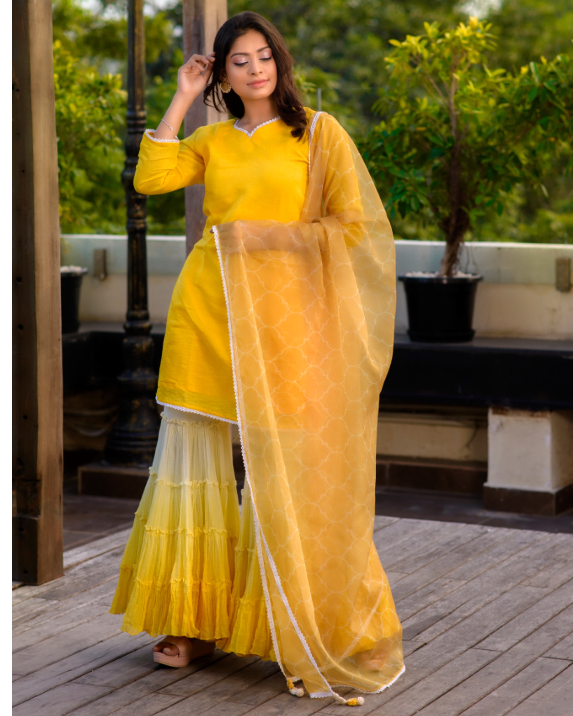 gharara in yellow colour