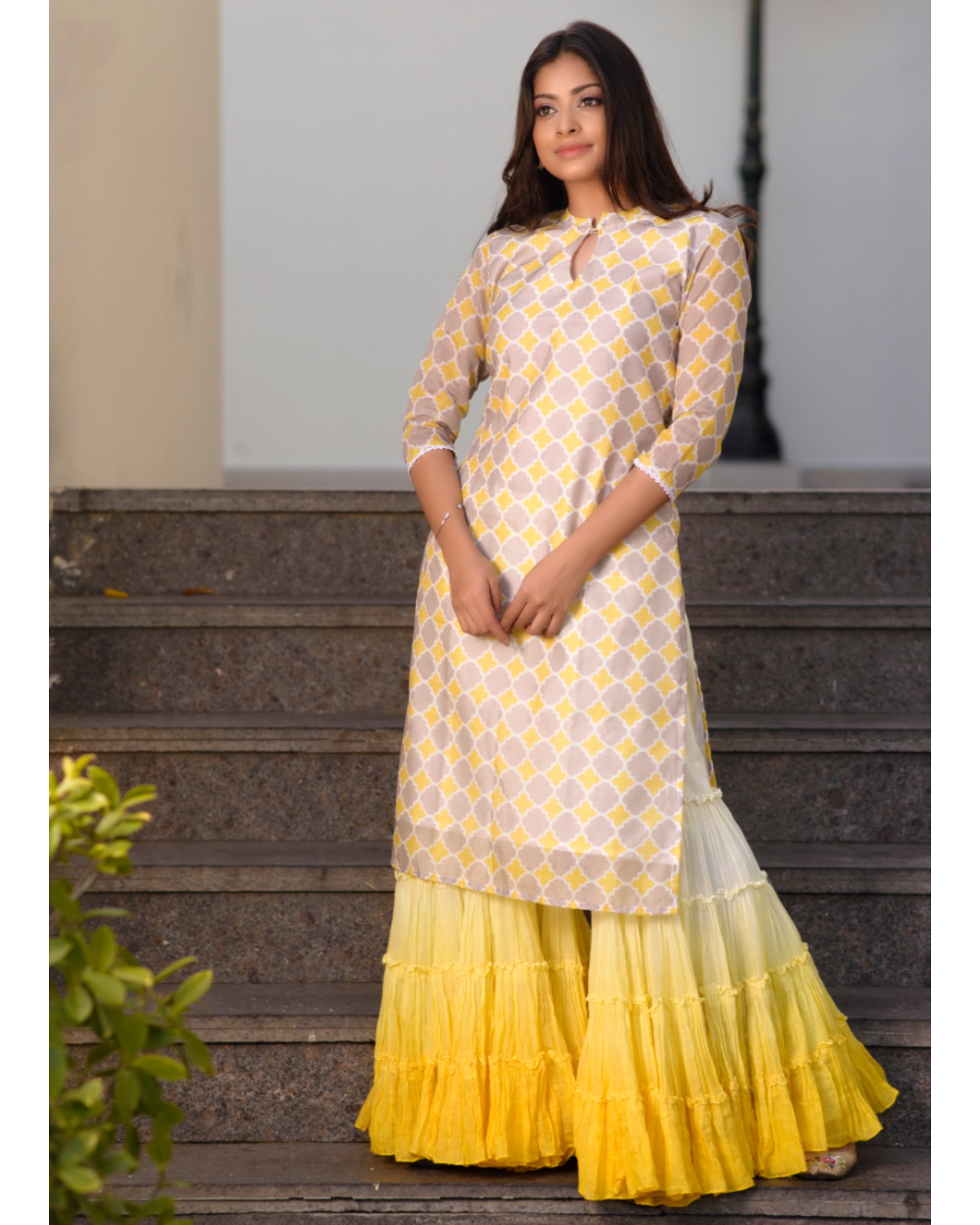 gharara in yellow colour