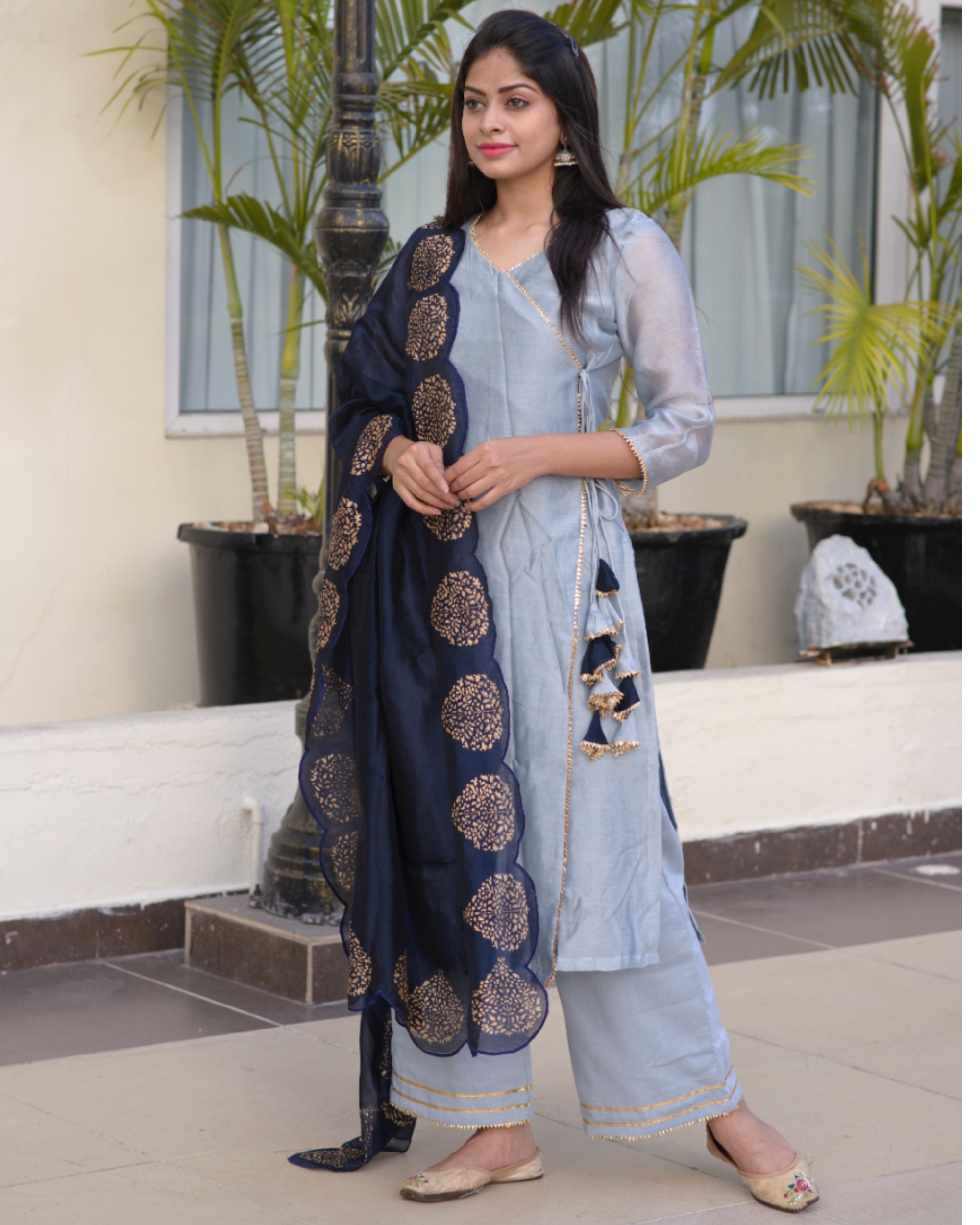 Grey Colour Straight Suit With Pink Dupatta :: MY SHOPPY LADIES WEAR