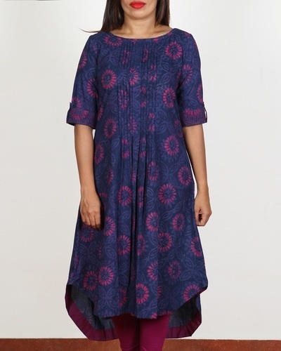 Printed boat neck kurti by Mantra | The Secret Label