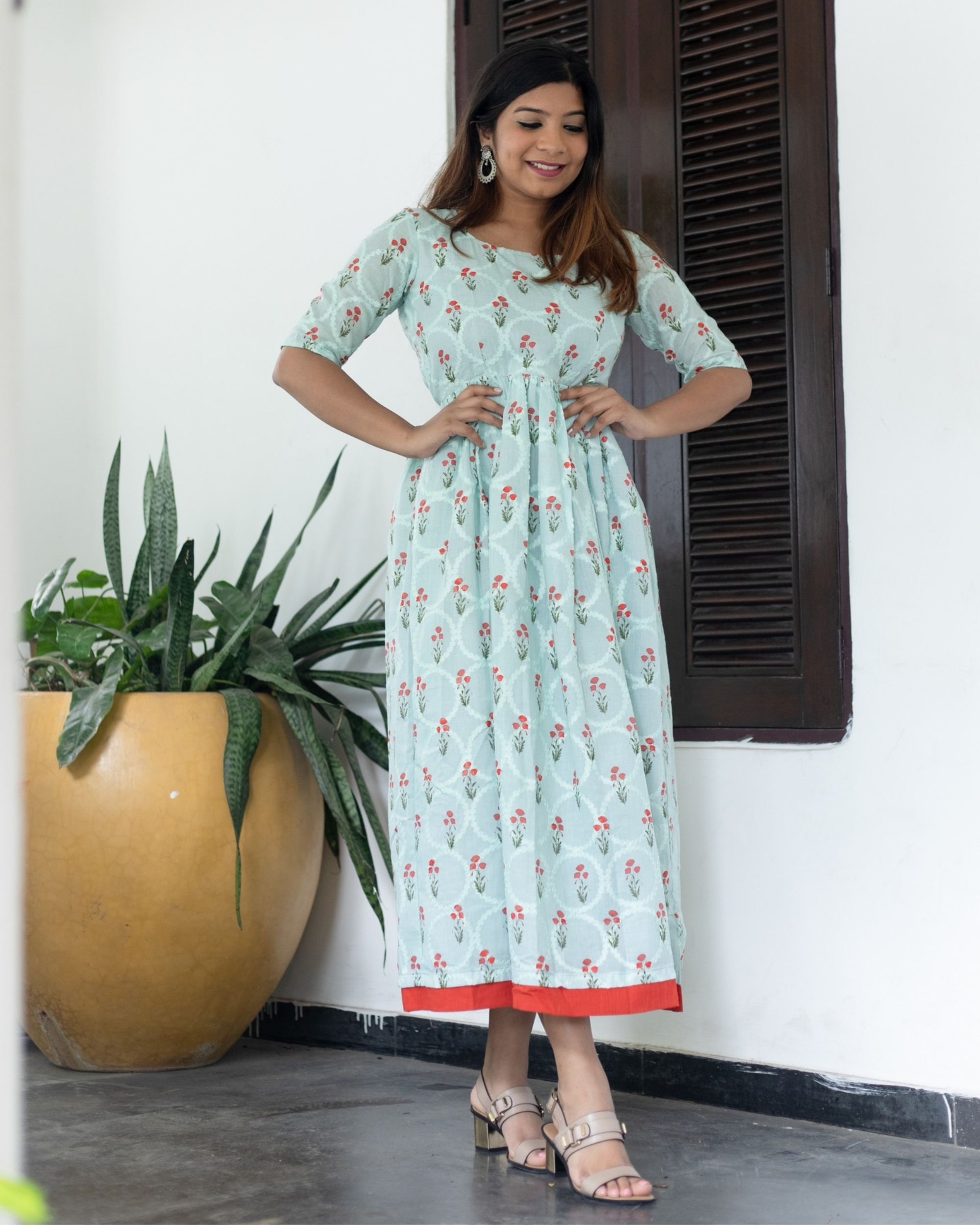 Mint green floral embroidered dress by Athira Designs The Secret Label