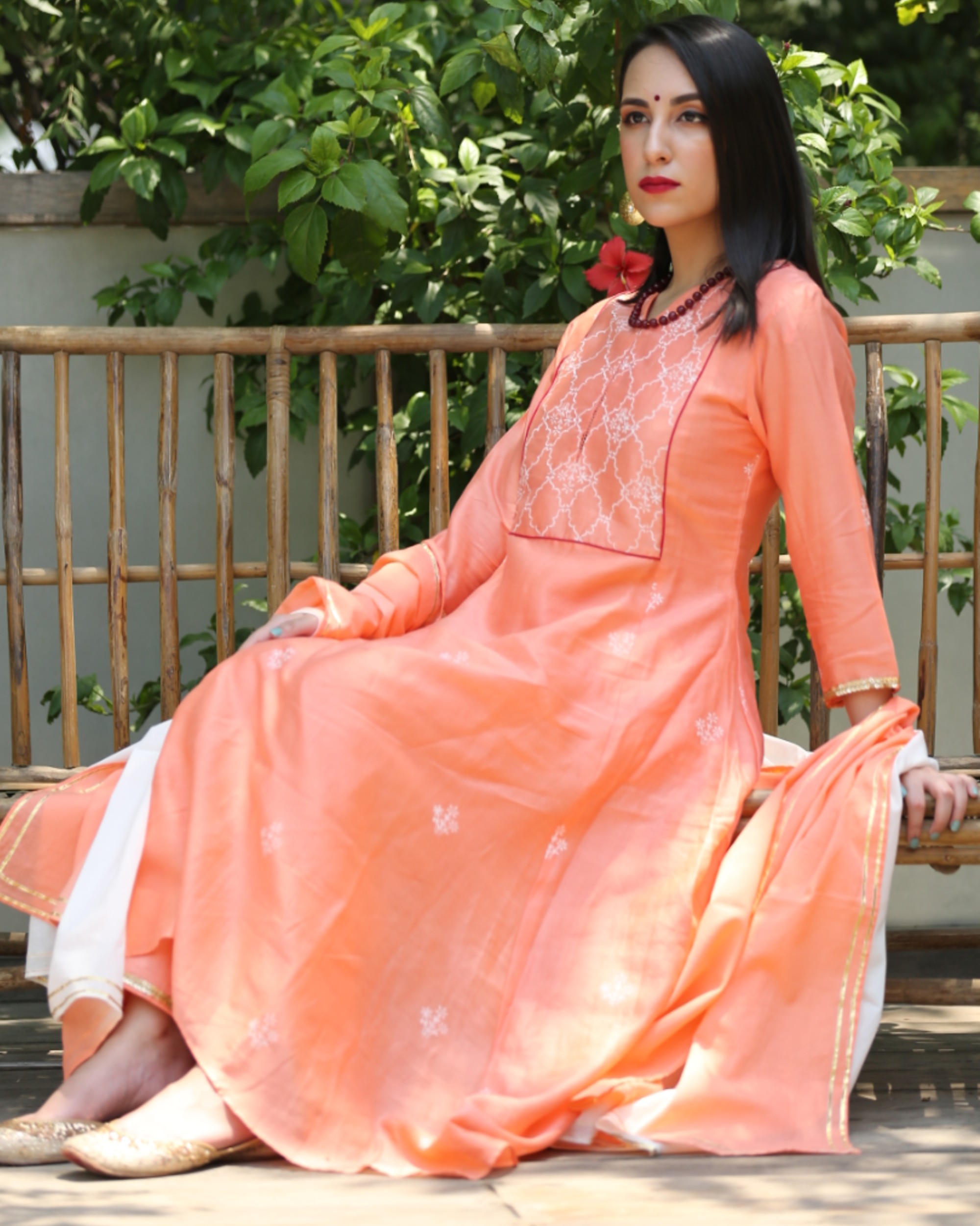 Peach and white ombre dupatta by Marasim | The Secret Label