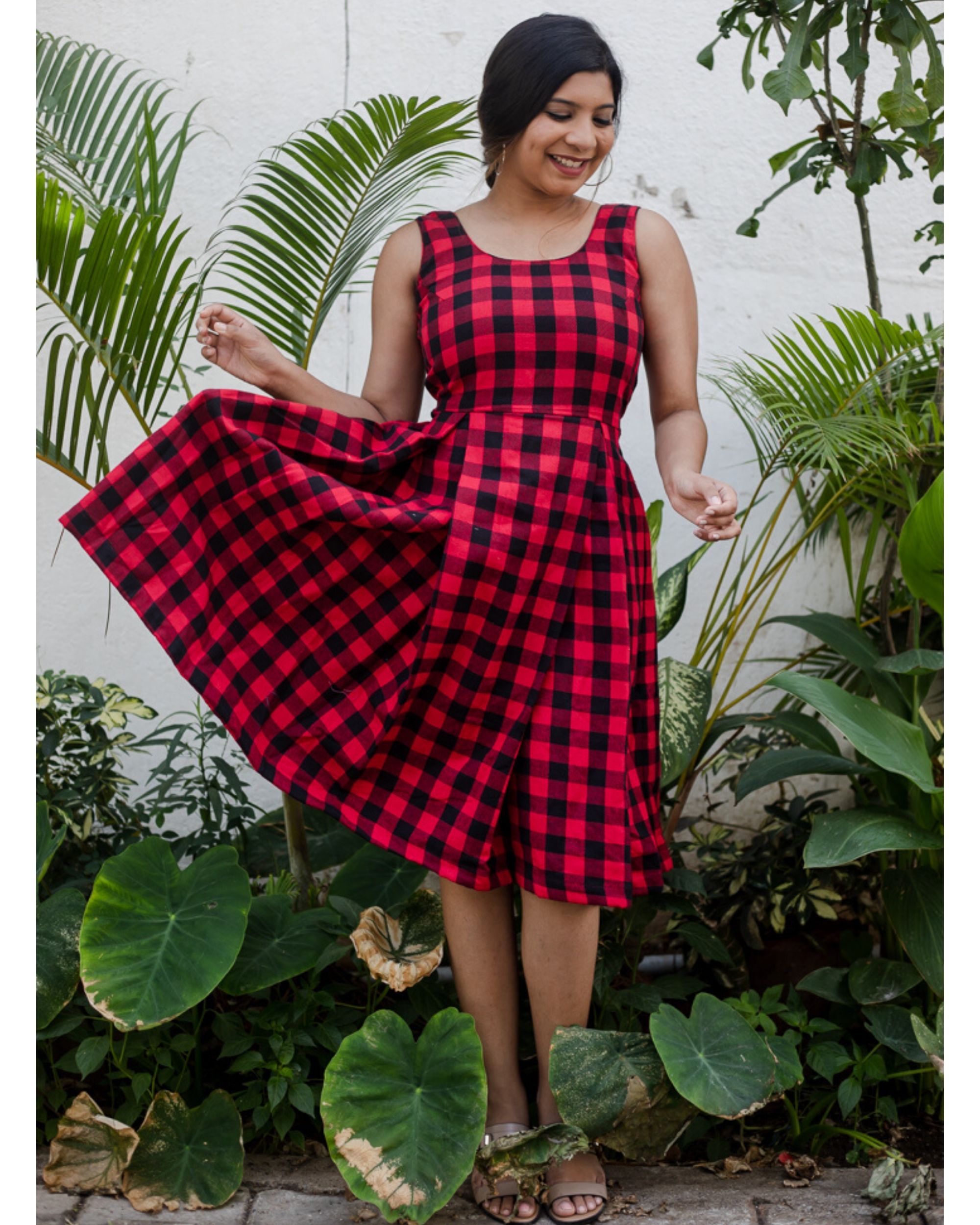 Buy red and black gingham dress cheap online