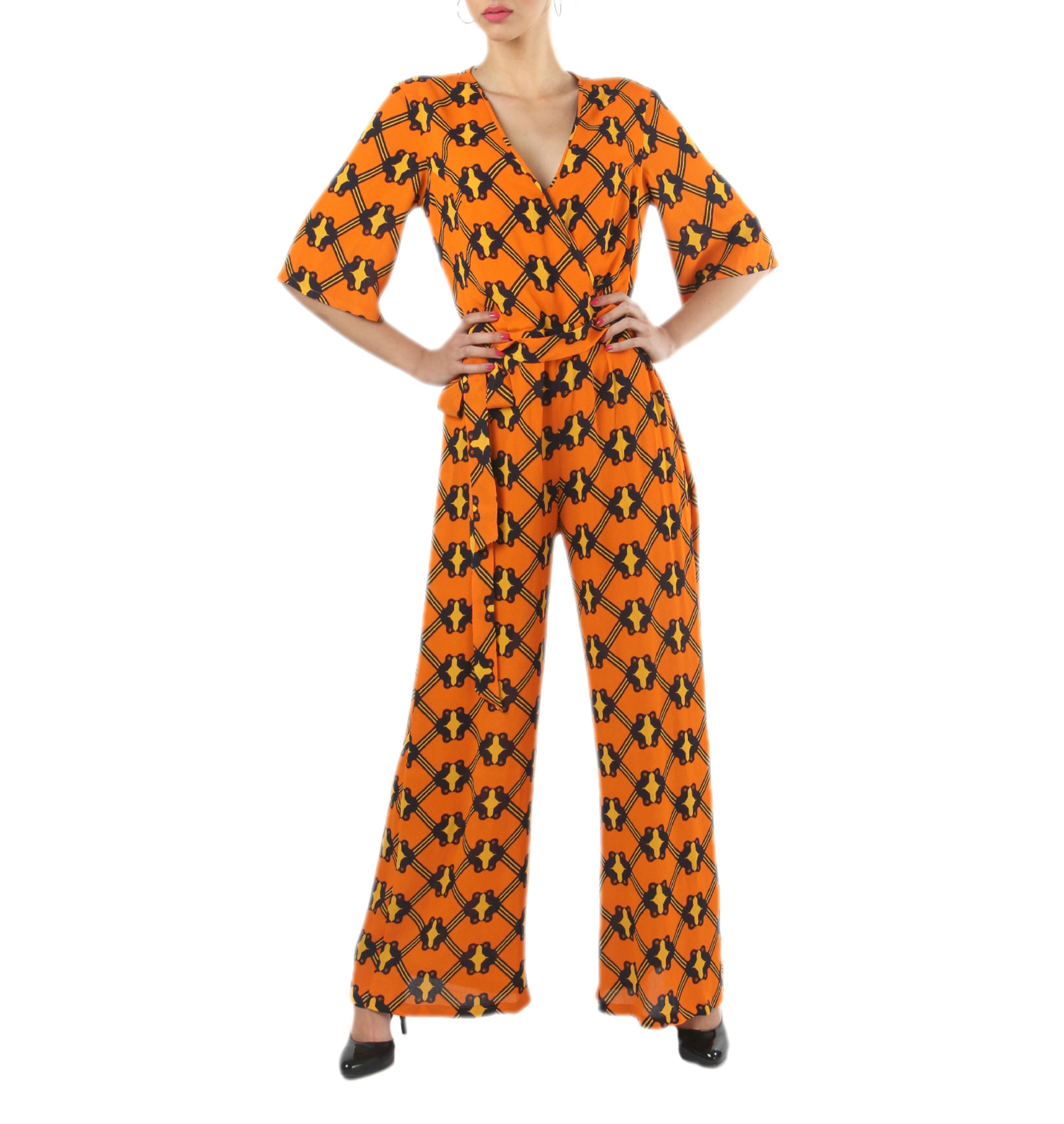 Orange printed jumpsuit by Sougat Paul The Secret Label