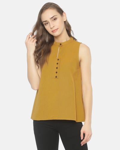 Mustard yellow buttoned top by Label Y | The Secret Label