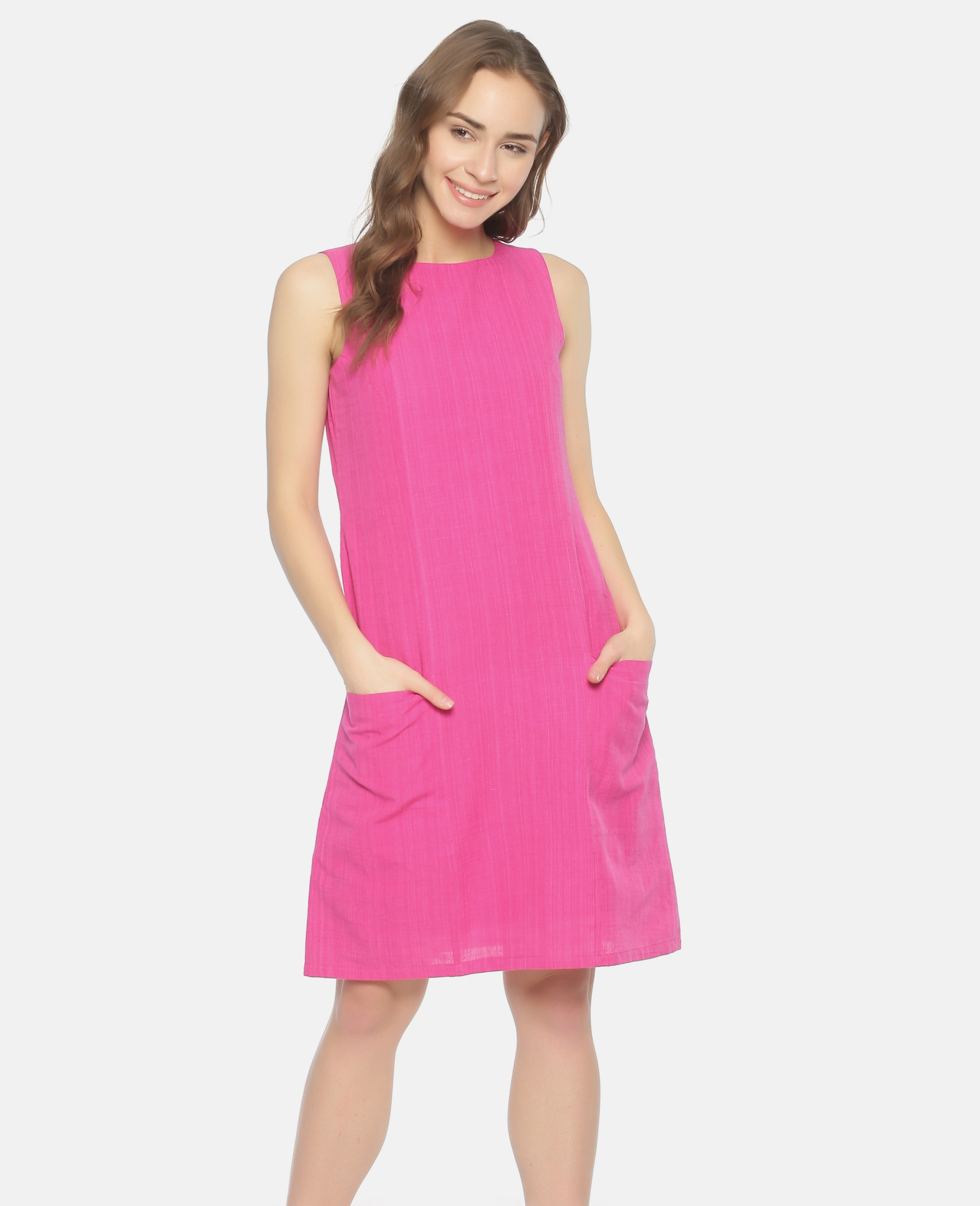 Pink shift dress with pockets by Label ...