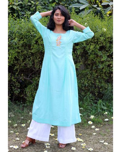 Jahida Premium Sky Blue Printed Cotton Kurta Pent With Dupatta Set For  Women | by Newkurti | Medium