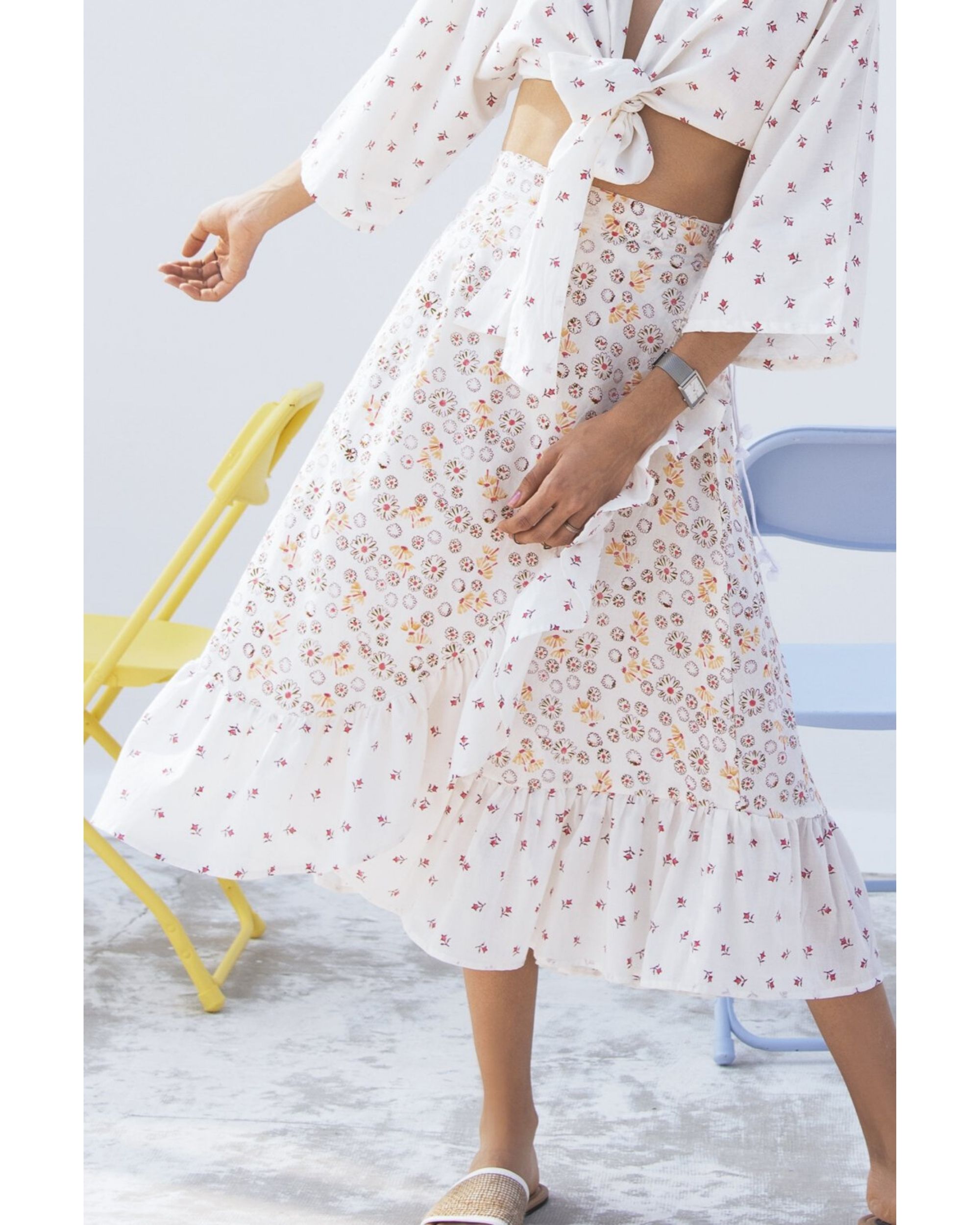 Jasmine printed wrap on skirt by Gulaal The Secret Label