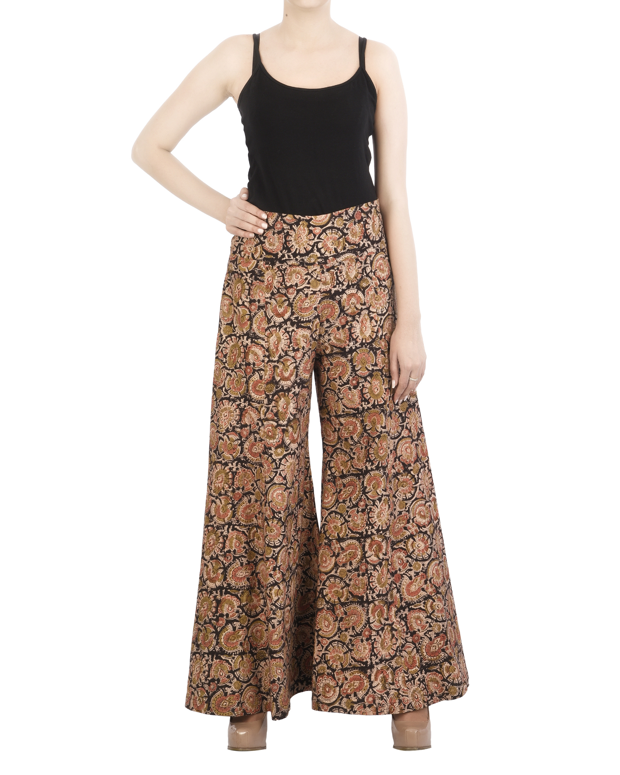 Handprinted extra flared palazzo pants in delightful Kalamkari prints |  Stylish dresses, Fashion outfits, Batik fashion
