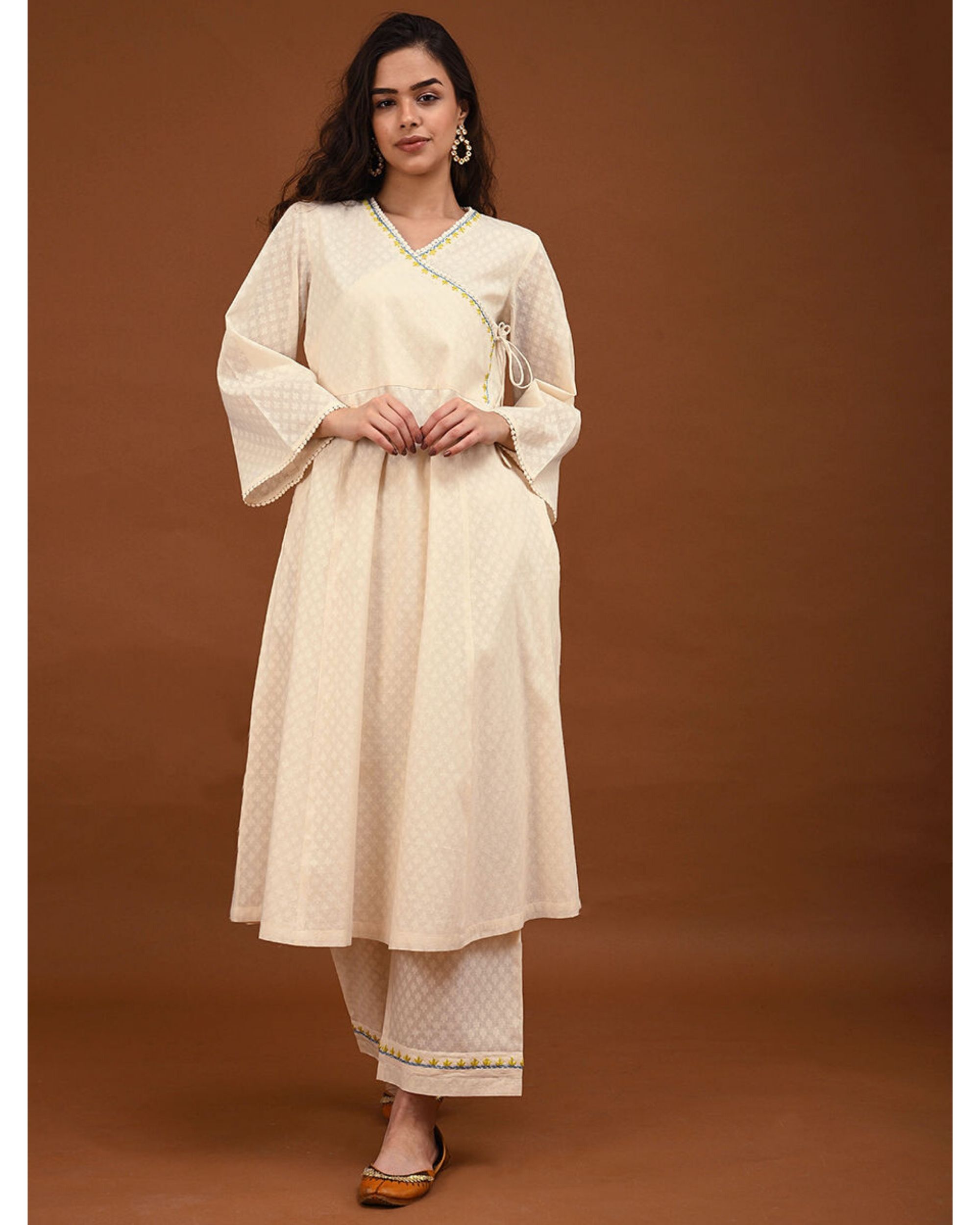 white angrakha dress