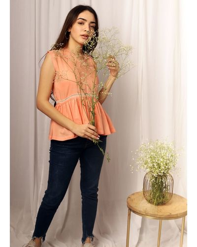 【SHALOM】I DON'T KNOW LACE TOP (PEACH) [関税・送料込み] shalom Telepathy Lace Top - Peach | International Store