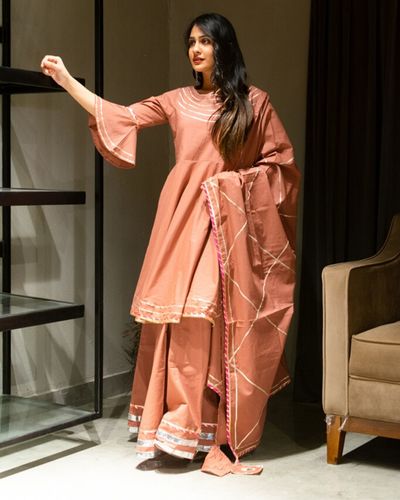 Rose Pink Applique Embroiderd Short Kurta And Sharara | Payal Singhal –  KYNAH