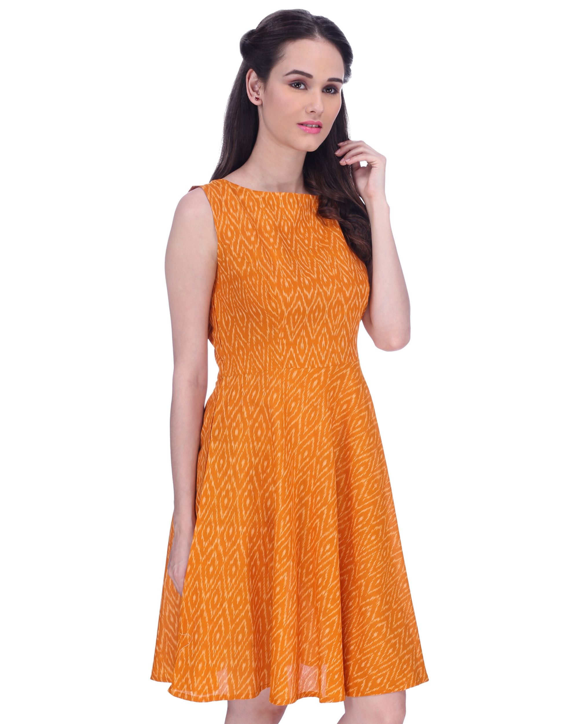 Sunshine yellow ikat skater  dress  by Aadikarink The 