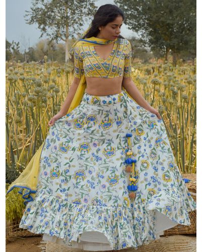 Floral Design Bollywood Lehenga Choli Crop Top Indian printed party Wear  ethnic | eBay