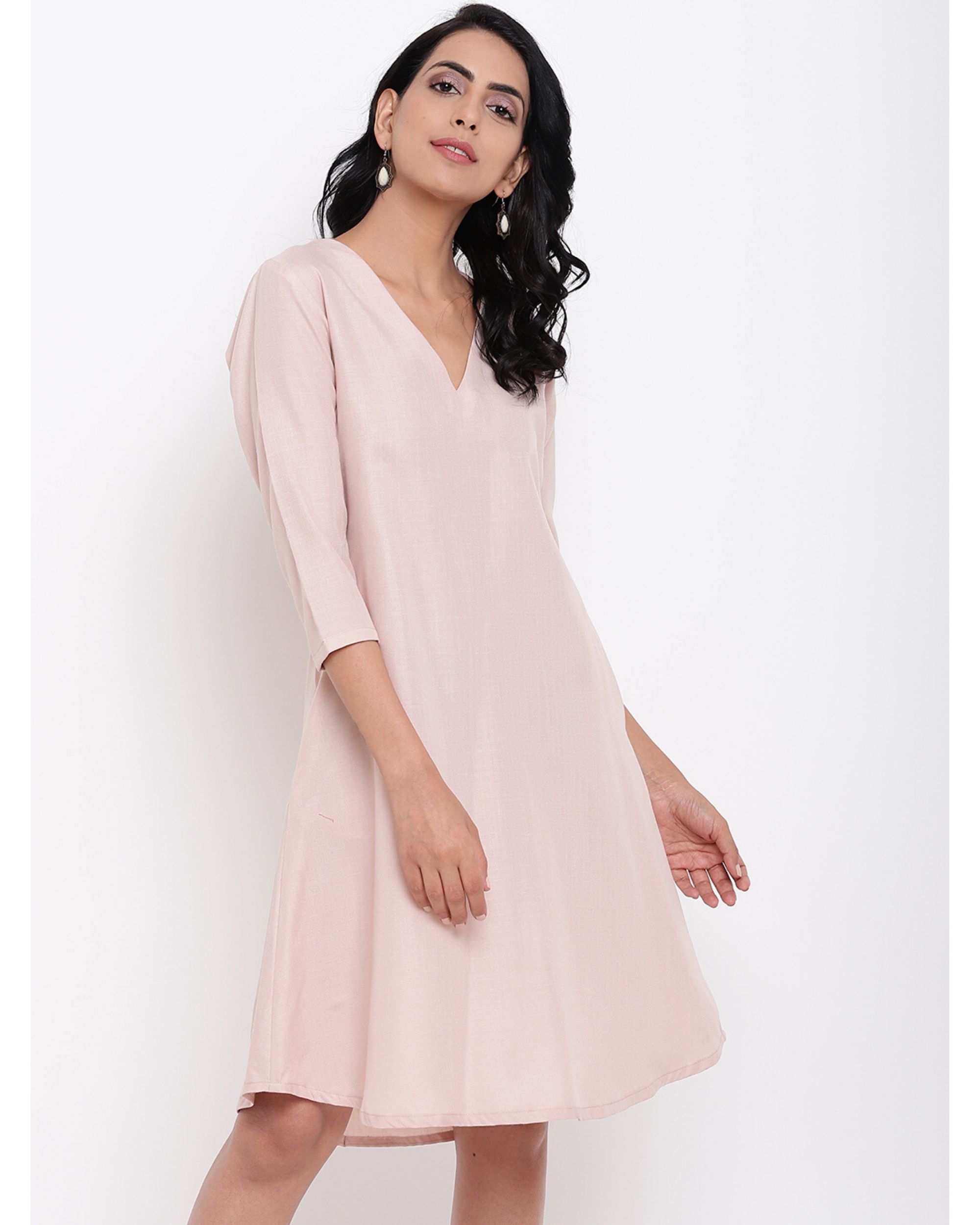 Blush pink cotton linen dress by trueBrowns | The Secret Label