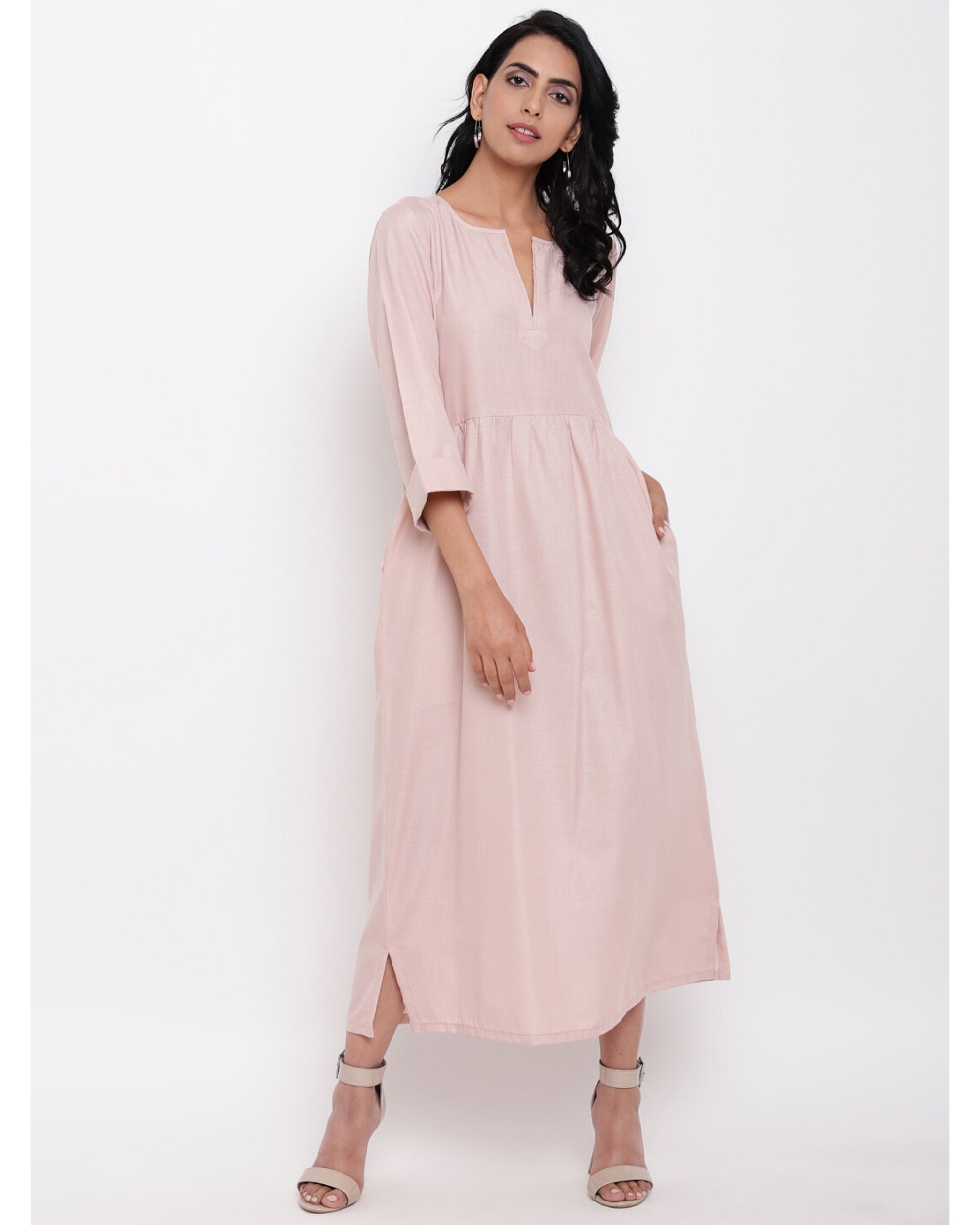 Blush pink gathered pocket dress by trueBrowns | The Secret Label