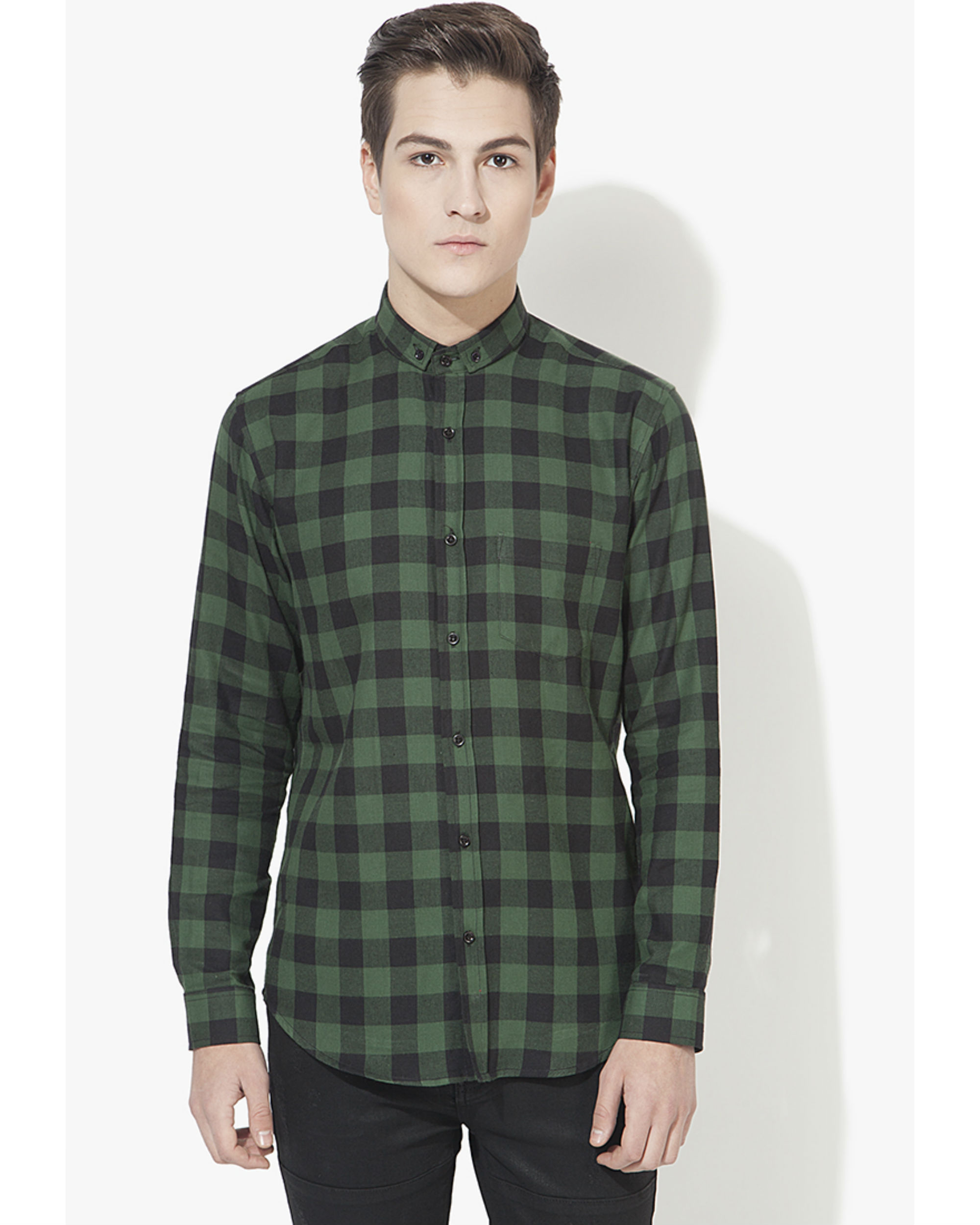 Formal Green Textured Shirt - Mayim