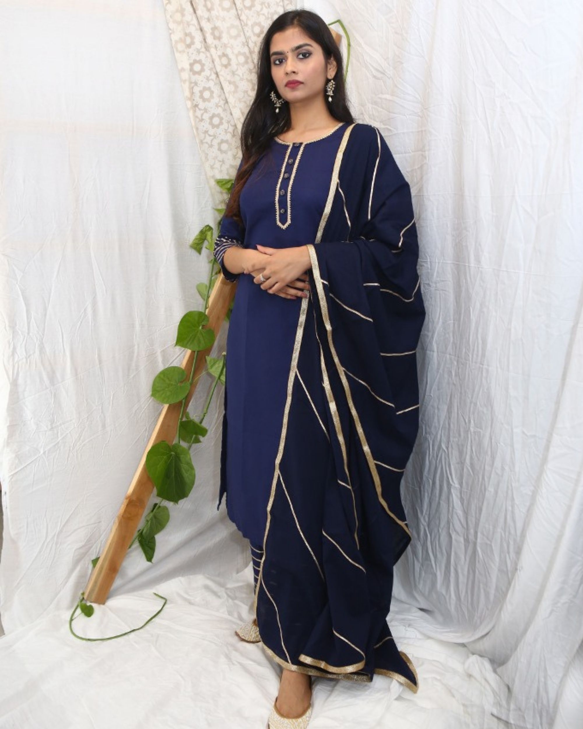 Blue striped gota kurta and gota pants - Set Of Two by Tashee | The ...