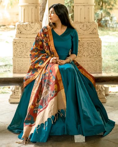 gown with silk dupatta