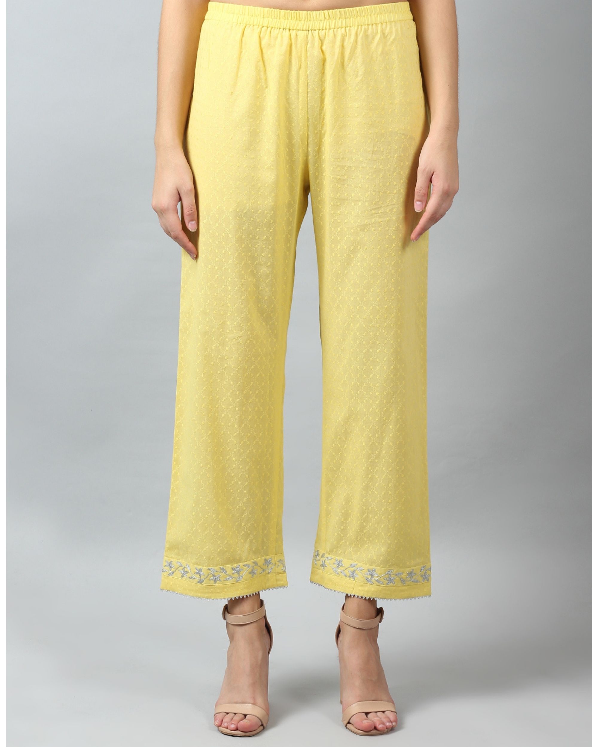 Buy White Yellow Cotton Stripe Regular Pant for Best Price, Reviews, Free  Shipping