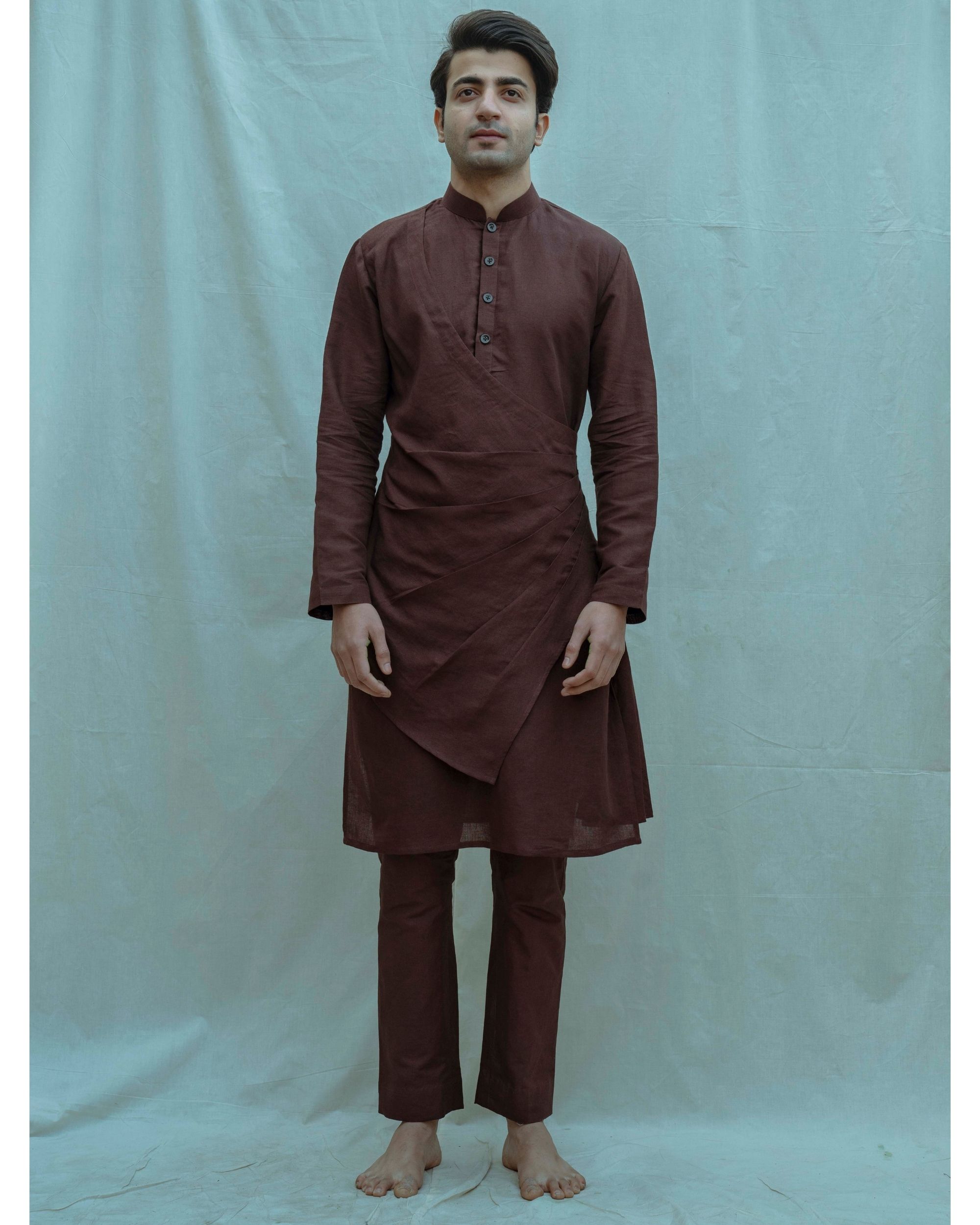 Coffee brown kurta and pants - Set Of two by BOHAME | The Secret Label