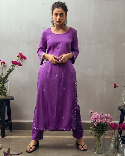 Buy Elleven from Aurelia Purple Cotton Pants for Women Online  Tata CLiQ