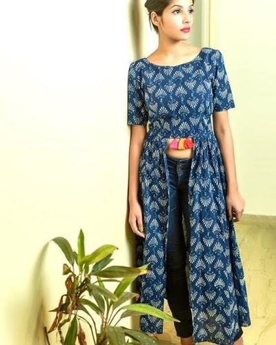 Indigo tasselled dress by Kapraaha | The Secret Label