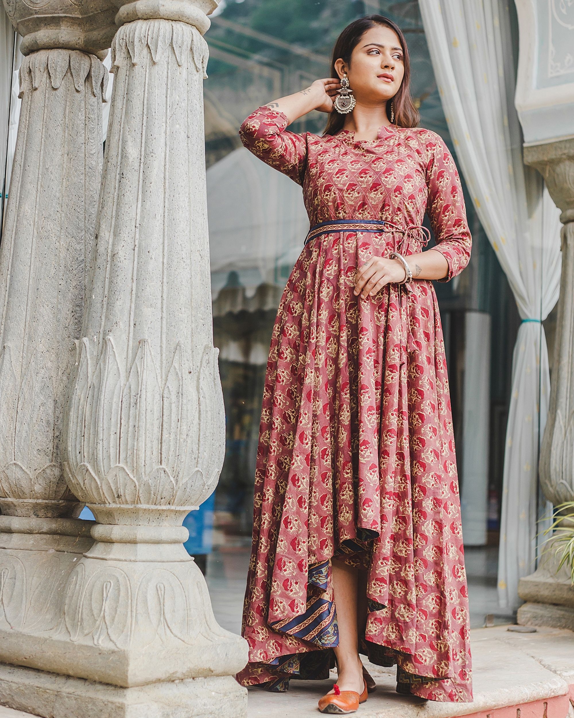Rose mughal high low dress