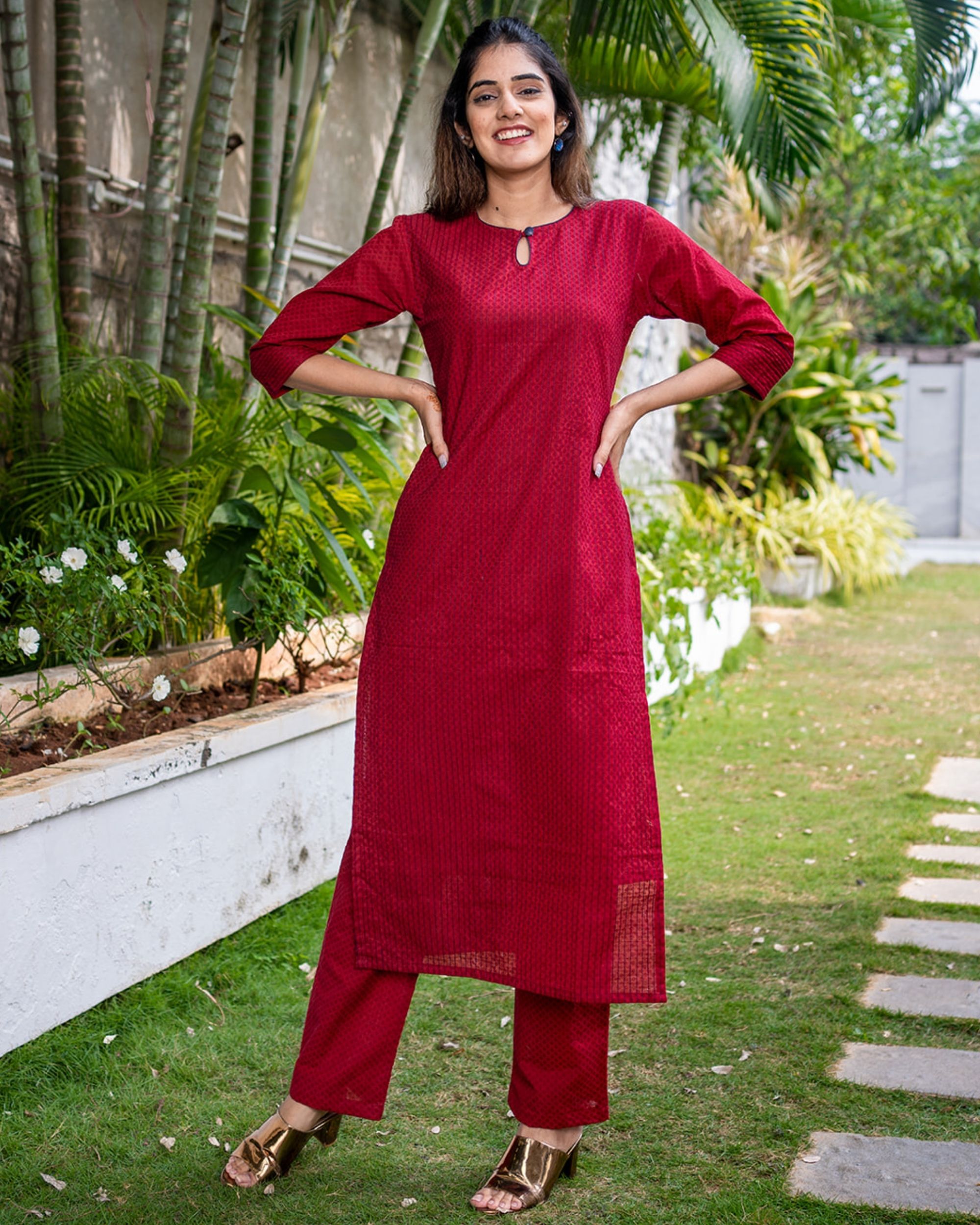 Buy Biba Red Printed Suit Set for Women's Online @ Tata CLiQ