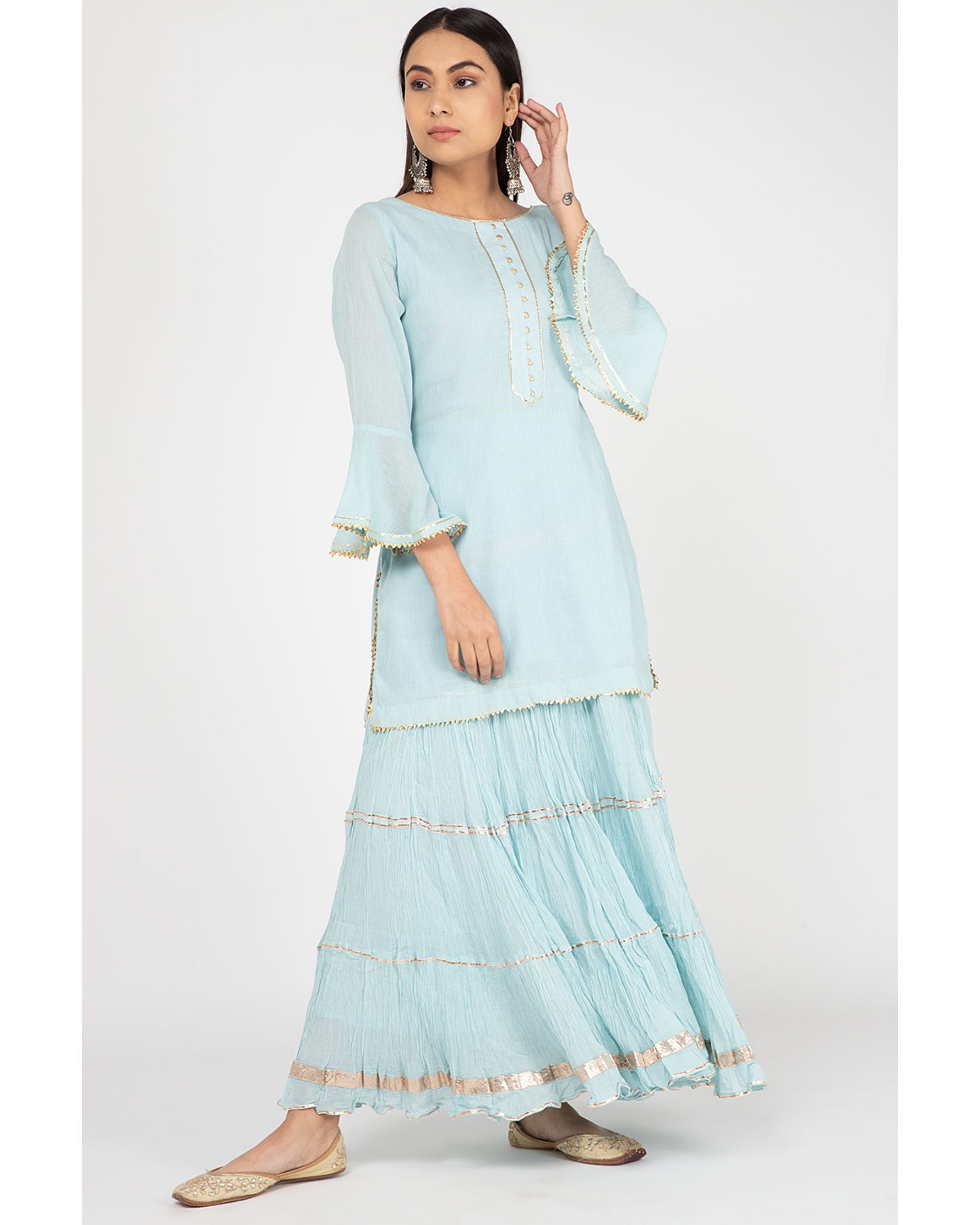 Pastel blue sharara suit set - set of two by Tailoring Lab Designs ...