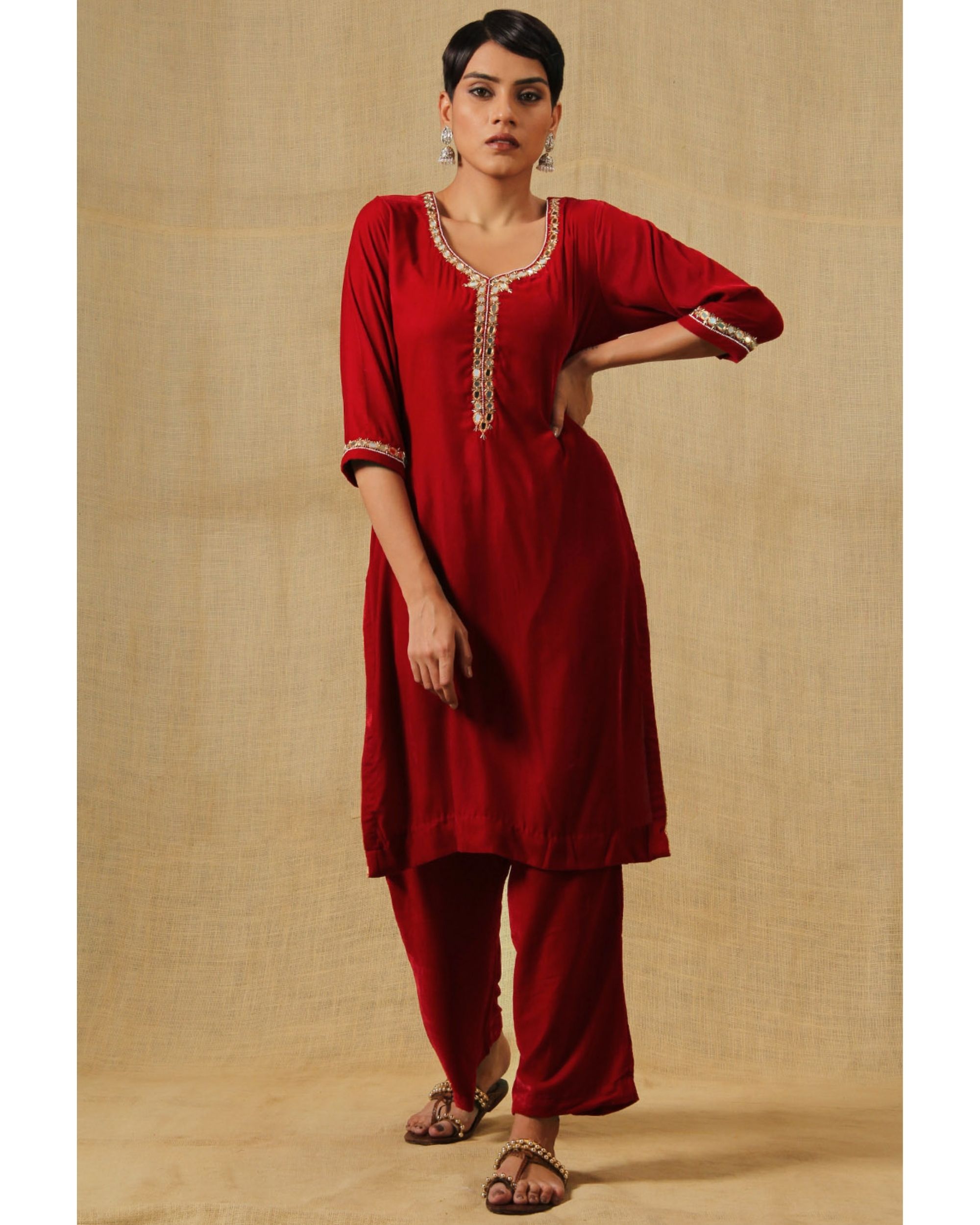 party wear mirror work suit