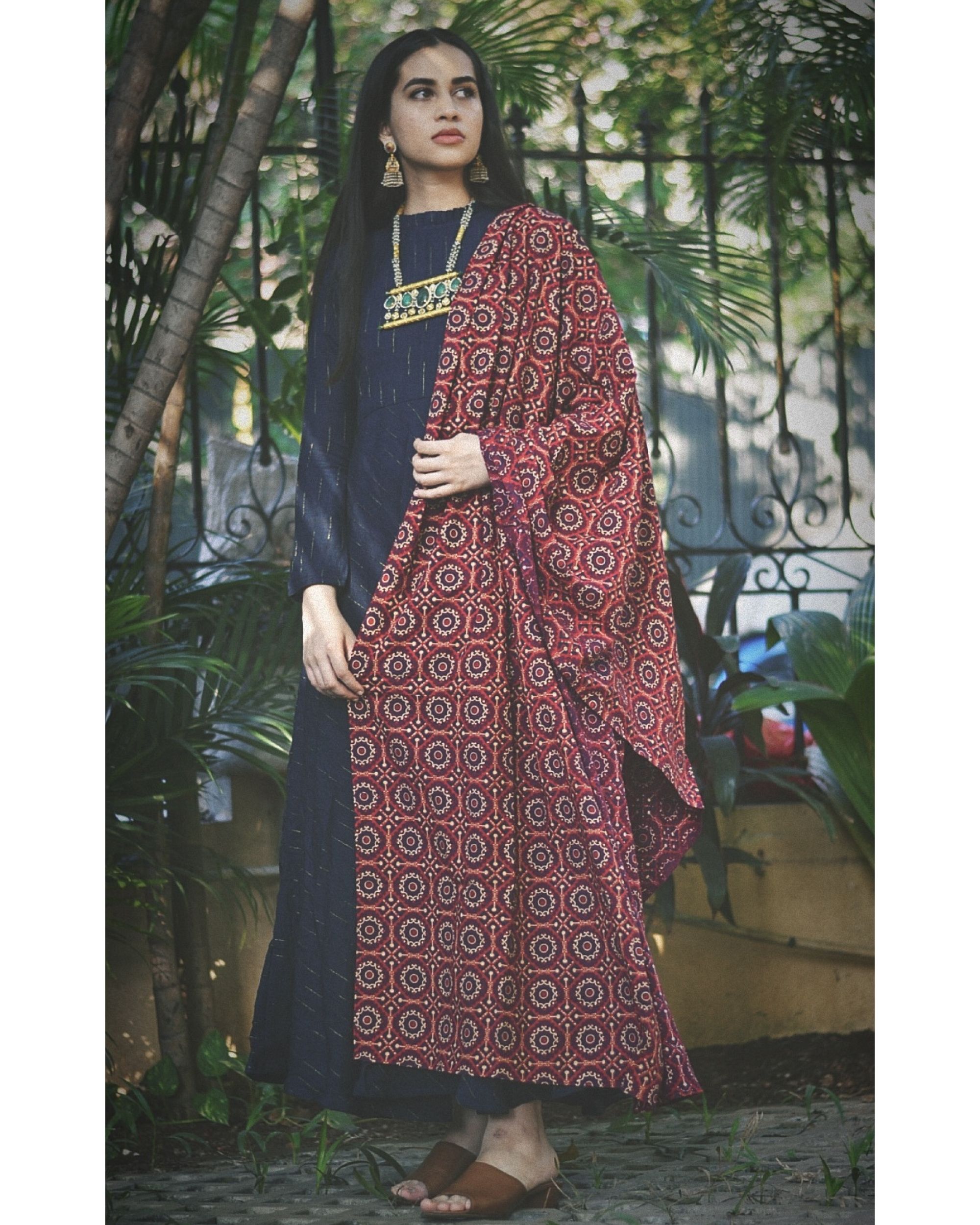 full sleeves gown with dupatta