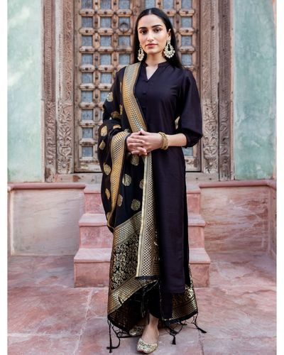 Buy Good-Looking Black Silk Net With Embroidered Work Salwar Suit |  Lehenga-Saree