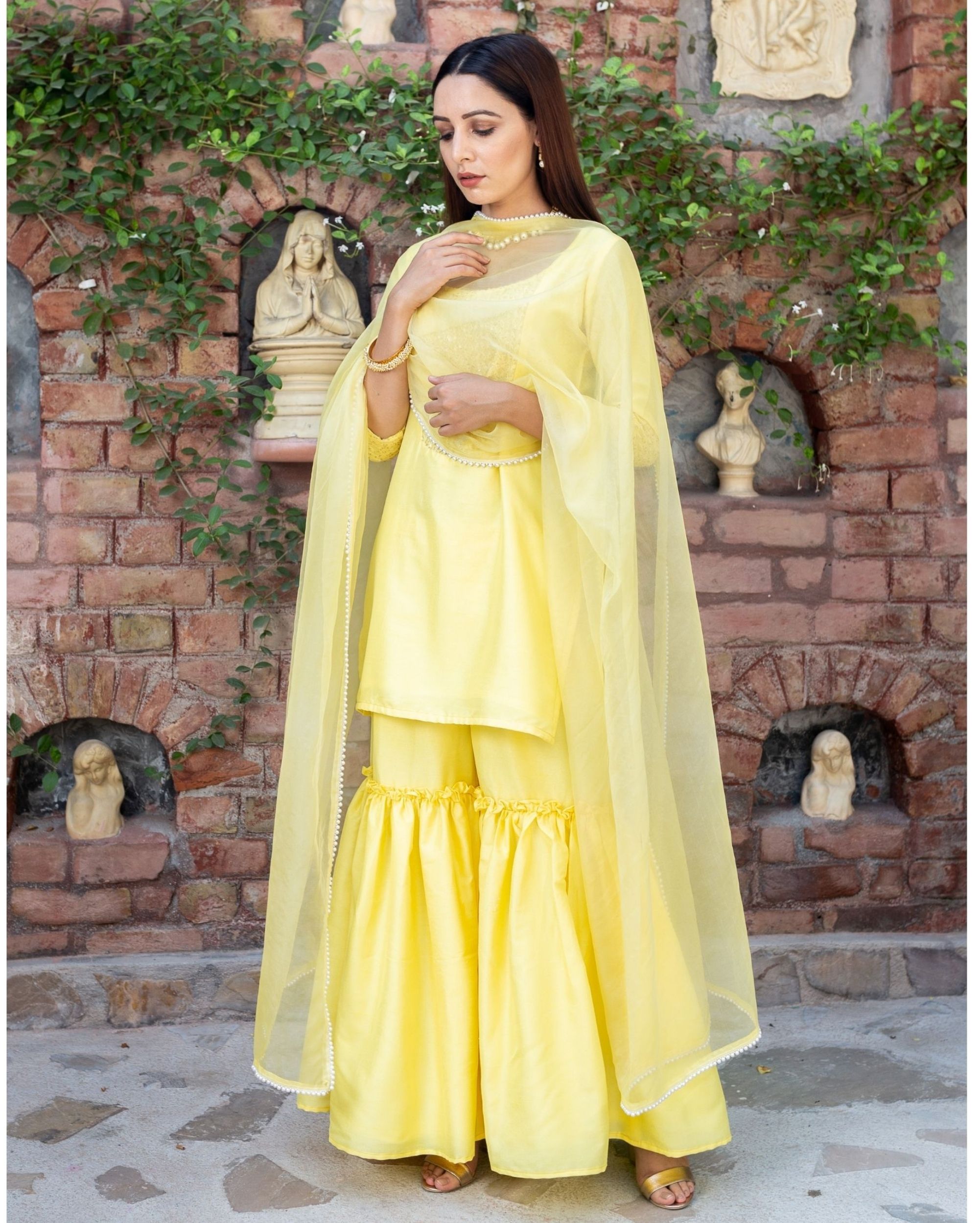 Buy Online Yellow Unstitched dress material Suit Set for Women & Girls at  Best Prices in Biba India-
