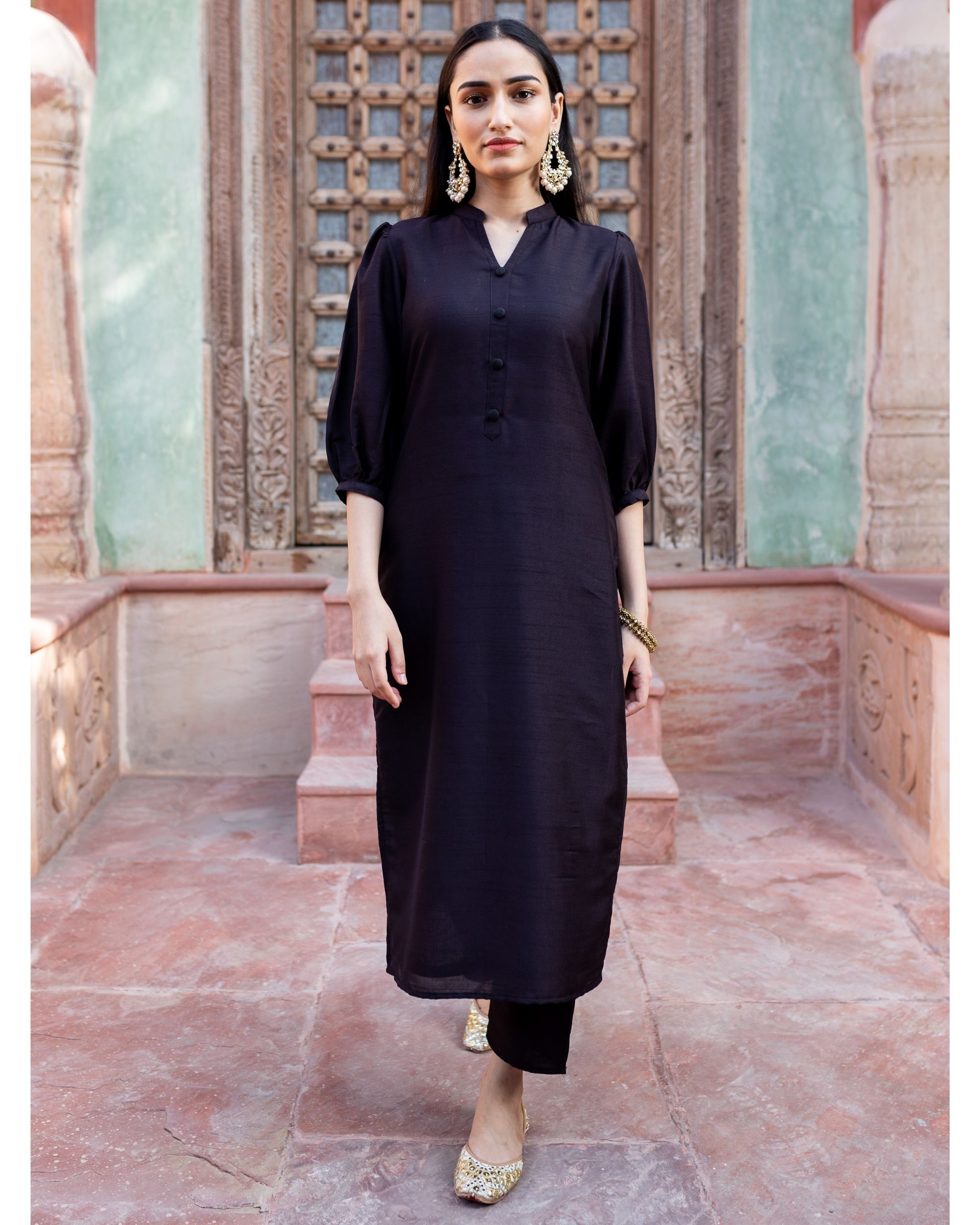 Black silk suit - set of two