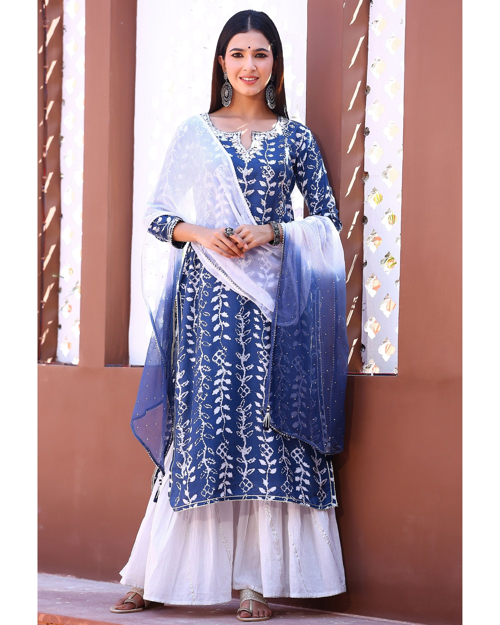 blue and white sharara