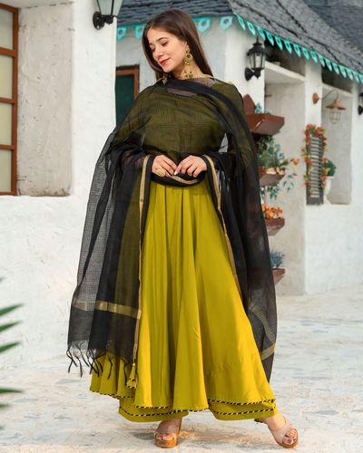 Teal Green Net Embroidered Anarkali Suit For Mehndi LSTV123526