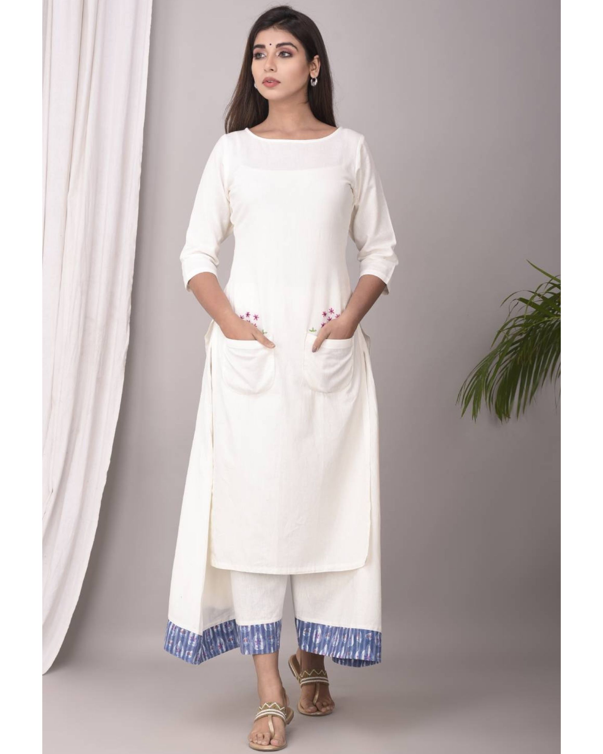 White cotton palazzo by Jaipuri Jazz