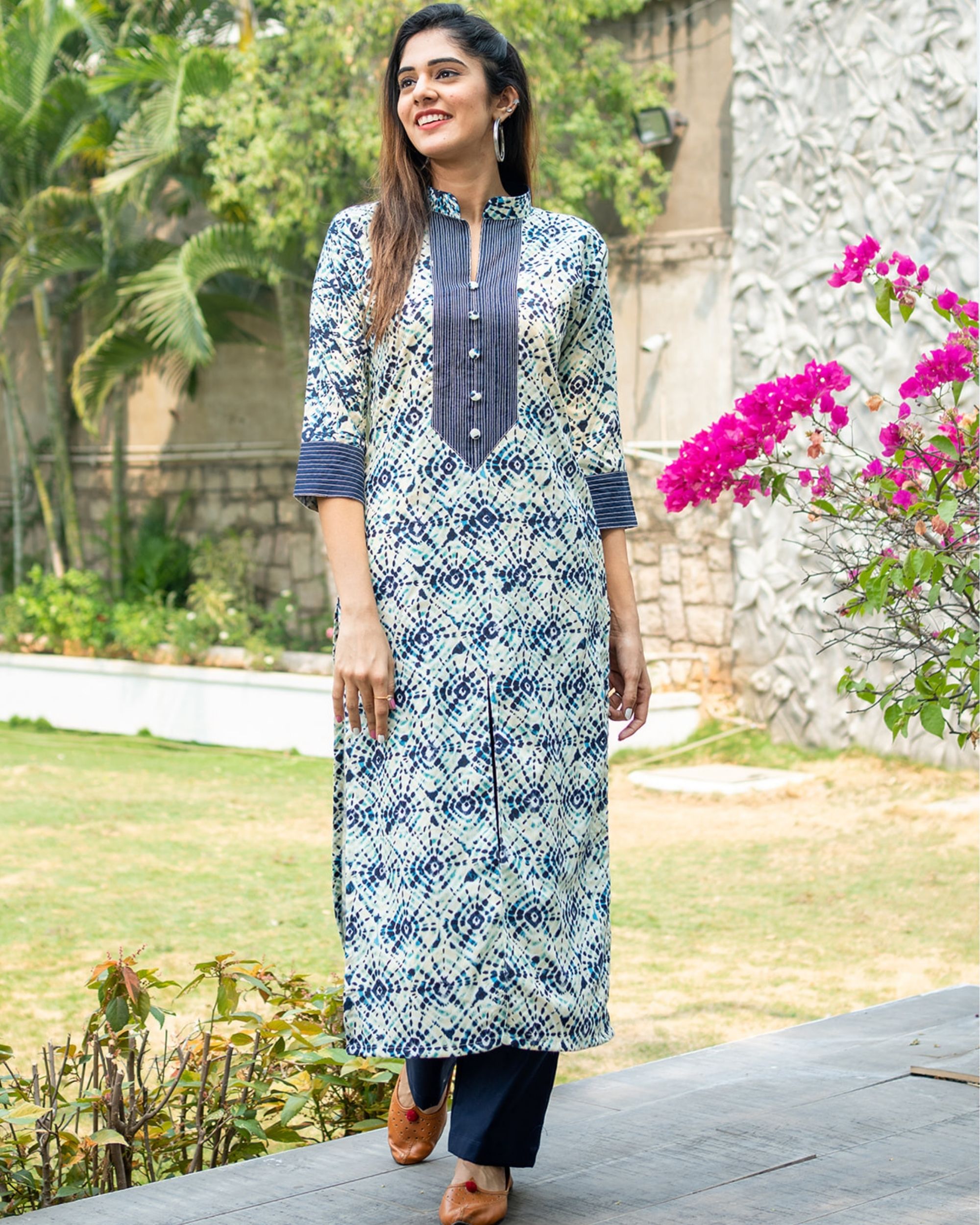 Tie Dye Blue Kurta Set - Set Of Two By Desi Doree 