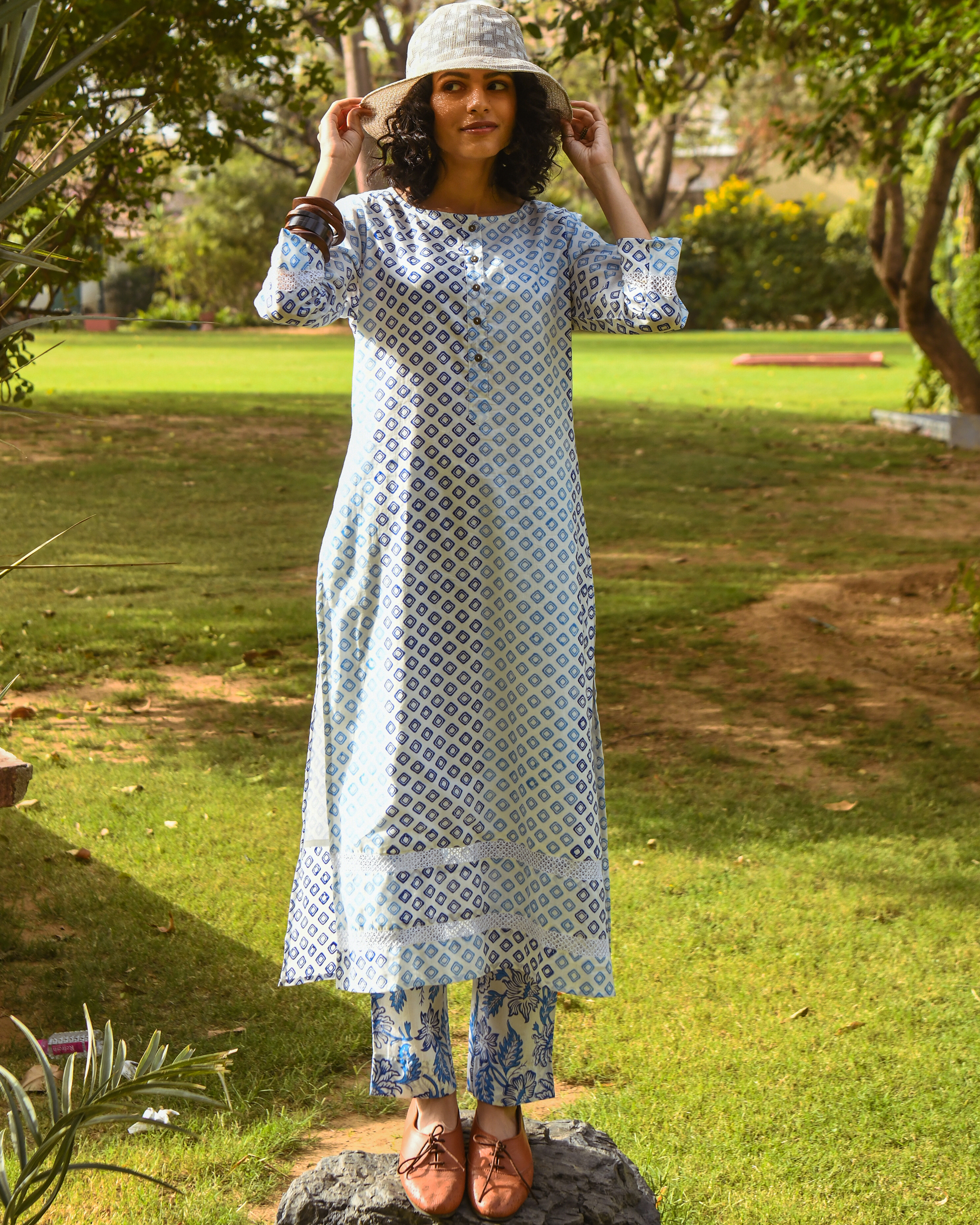 Lavanya The Label Salwar Suits and Sets  Buy Lavanya The Label Blue  Patterned Kurta With Pant  Dupatta Set of 3 Online  Nykaa Fashion