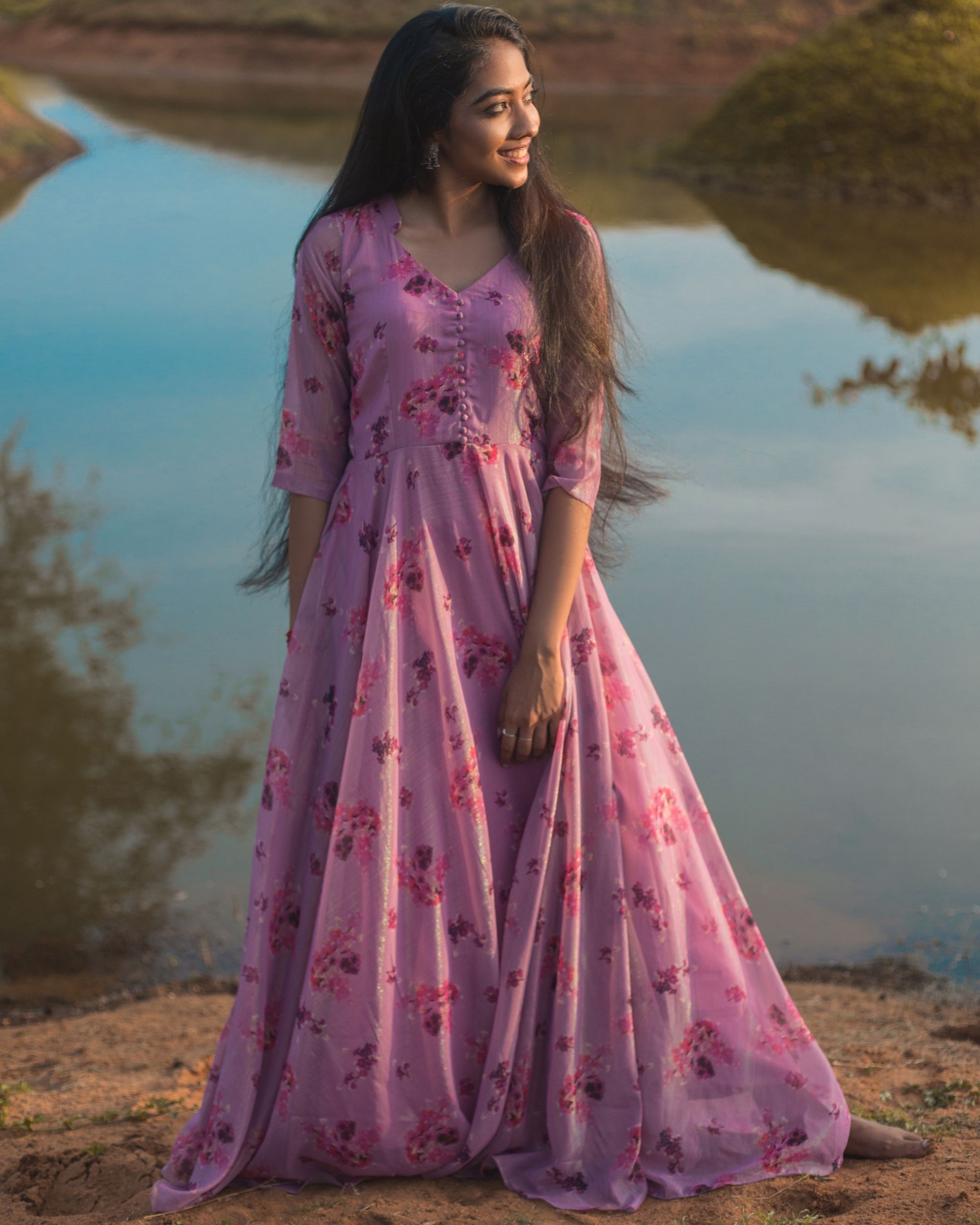 Faux Georgette Designer Gown in Pink