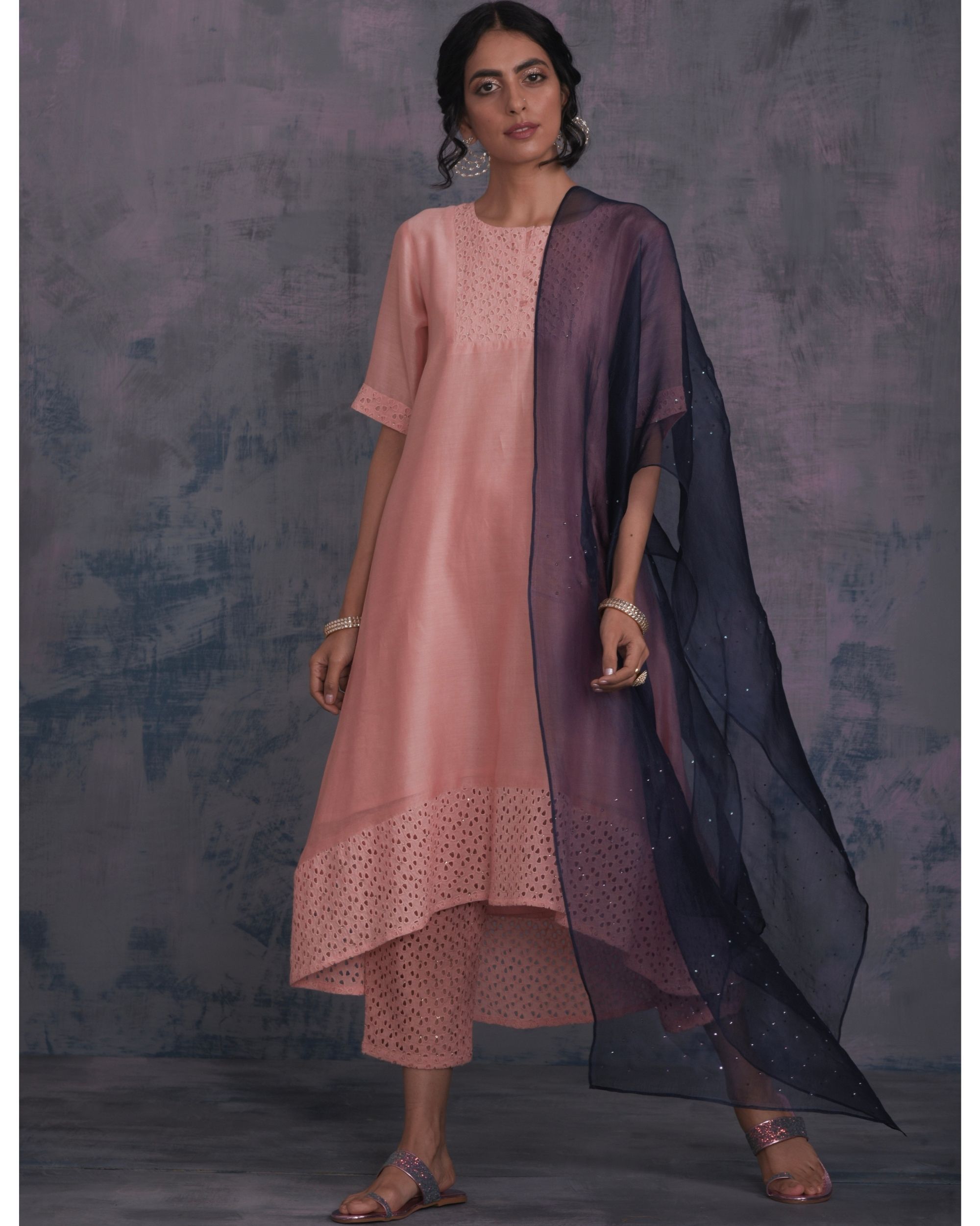 Buy Vishudh Blue Embroidered Viscose HighLow Kurta With Dhoti Pants for  Women Online at Rs859  Ketch