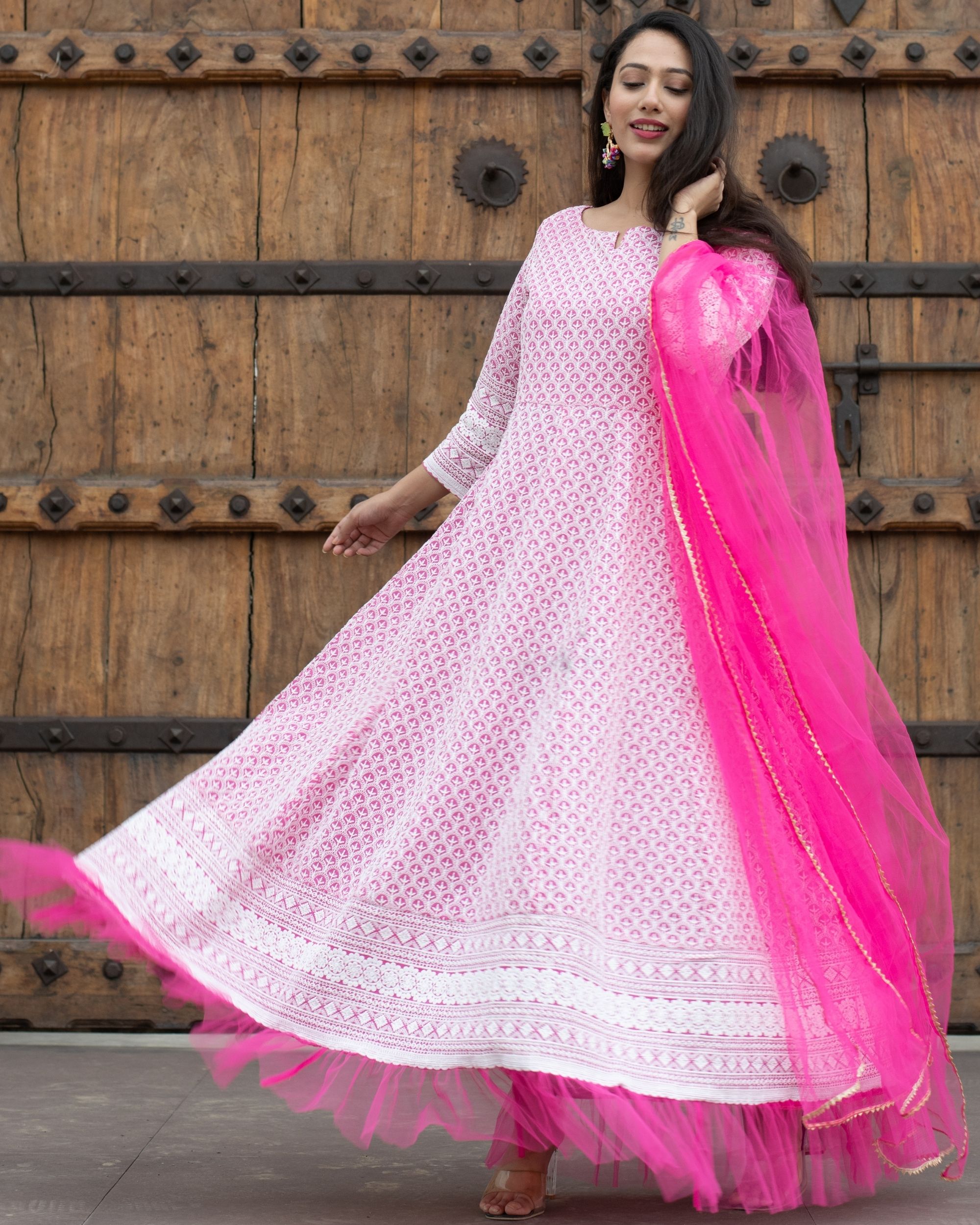Baby Pink Lucknowi Suit – Label Madhuri Thakkar