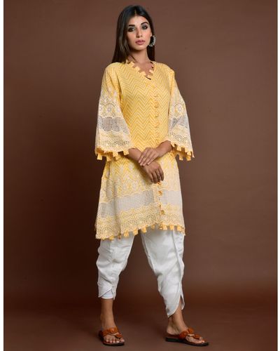 ワンピース Elegant floral cut work embroidery kurta Elegant floral cut work embroidery kurta（embroidered kurta