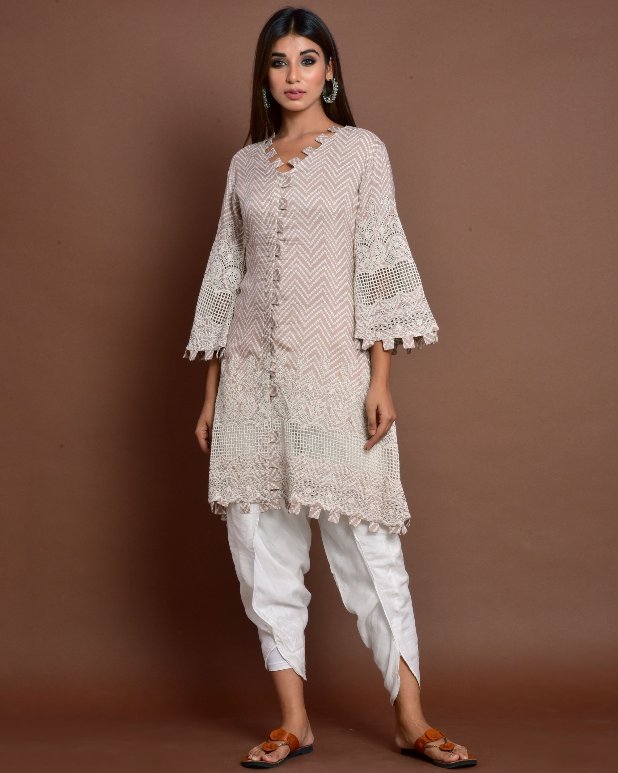 Buy Palak & Mehak Pink Cotton Split Sleeved Kurta And Tulip Pant Set Online  | Aza Fashions
