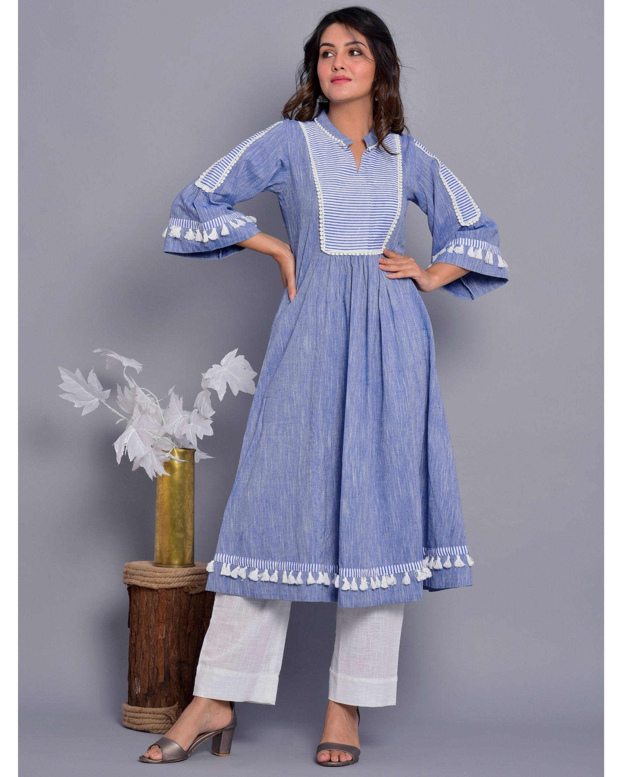 Blue tassel clothing best sale