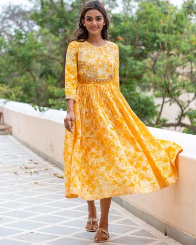 Sunshine yellow anarkali dress by Chappai | The Secret Label